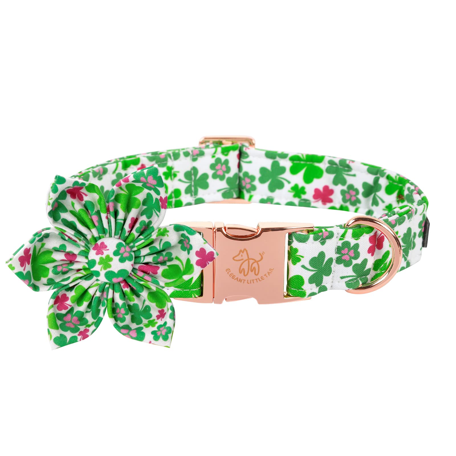 Elegant Little Tail Lucky Clover Dog Collar, Cute Detachable Dog Collar With Flower, Gift Pet Collar Adjustable Dog Collar For Medium Dogs