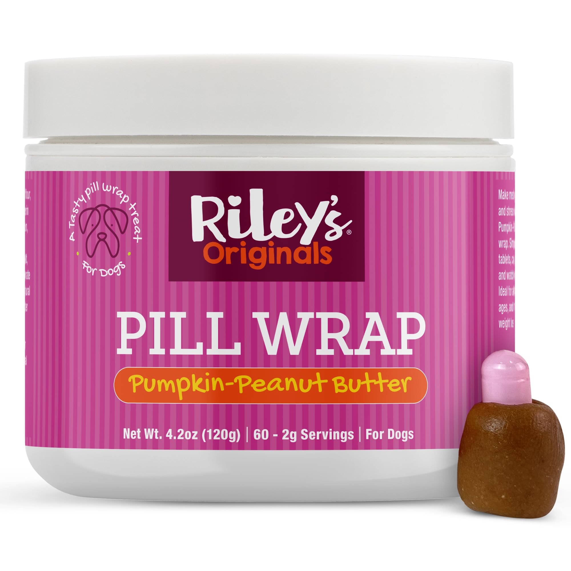 Rileys Pill Wrap for Dogs - Delicious Pumpkin & Peanut Butter Flavored Pill Paste for Dogs - Wrap Pills, Capsules, Tablets in a