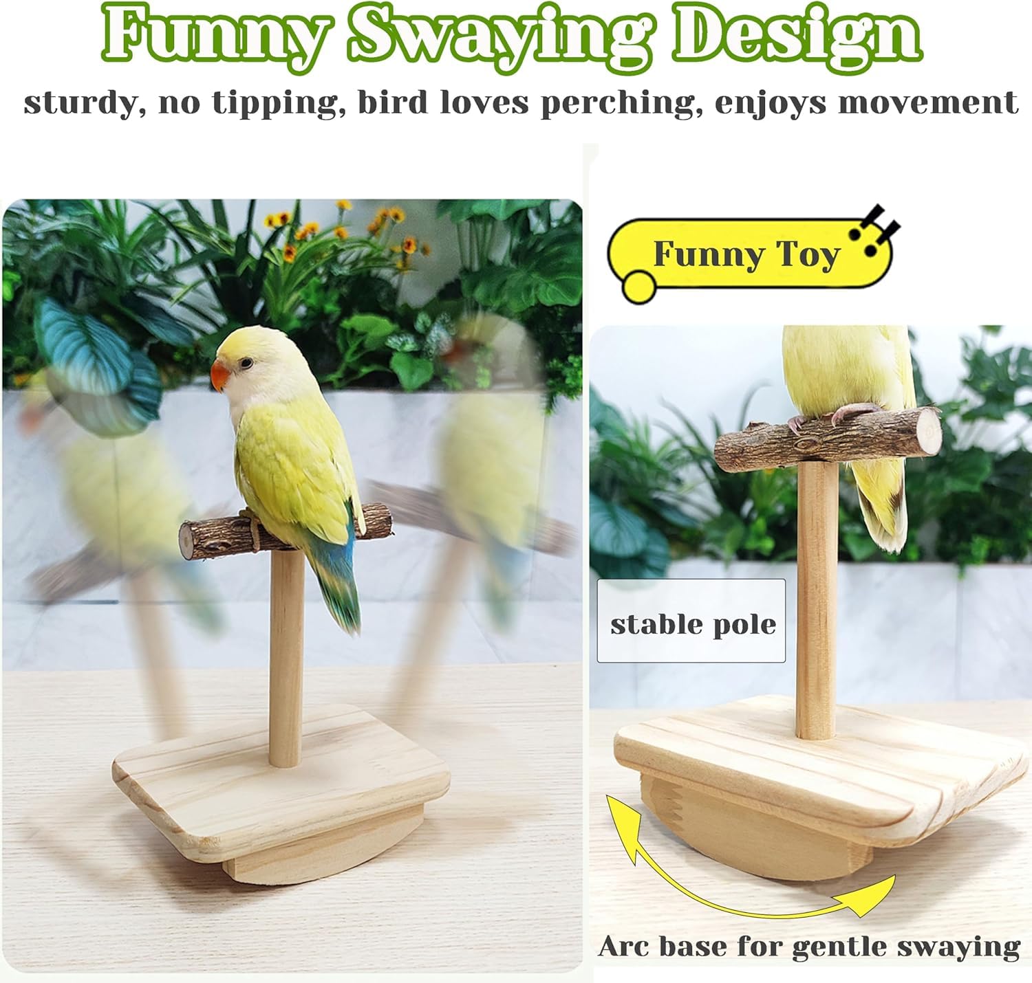 Natural Wood Bird Perch Stand Training, Intelligence Puzzle Enrichment Toys for Parakeets, Wooden Parrot Perch Platform, Bird Pl