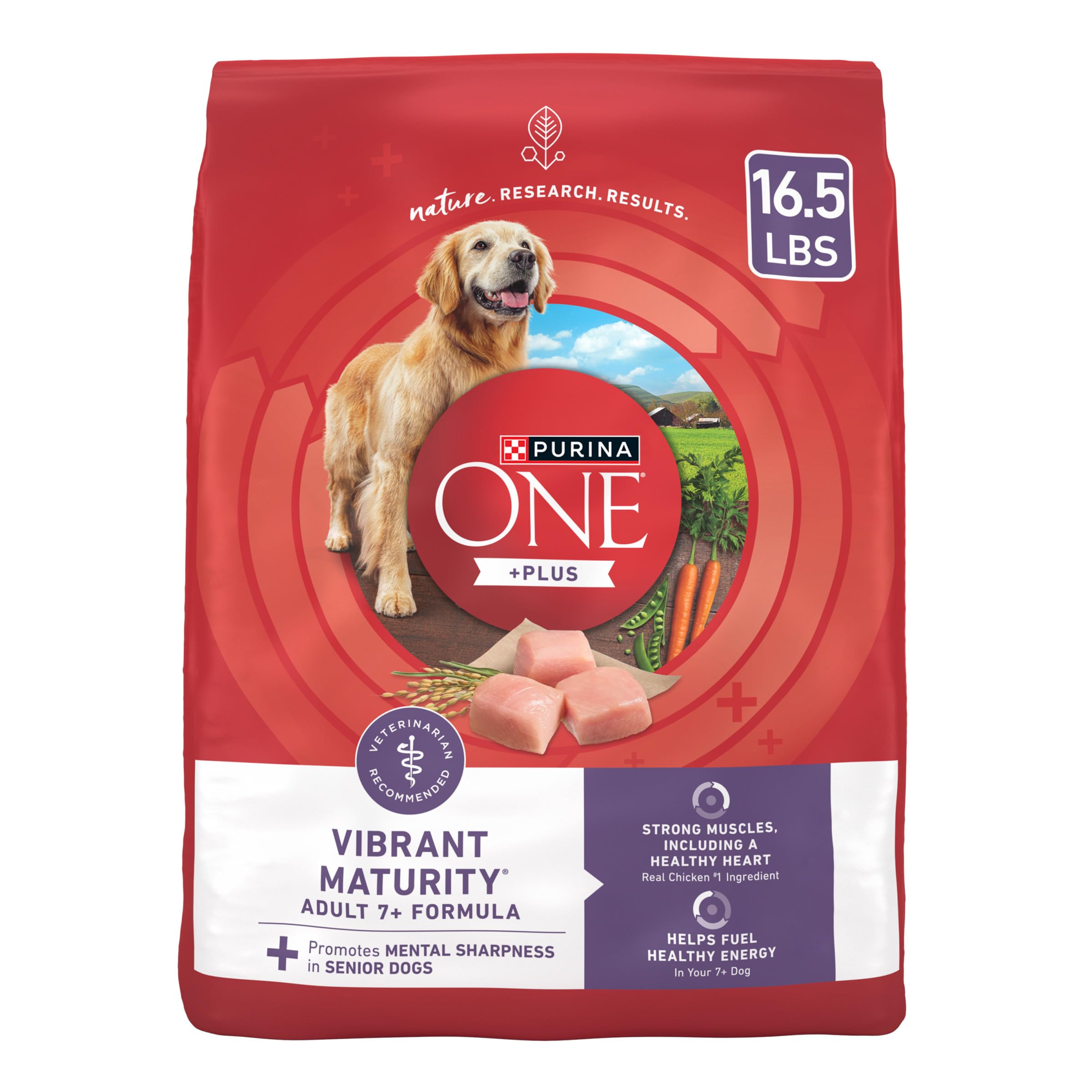 Purina ONE High Protein Dry Senior Dog Food Plus Vibrant Maturity Adult 7 Plus Formula - 16.5 Lb. Bag