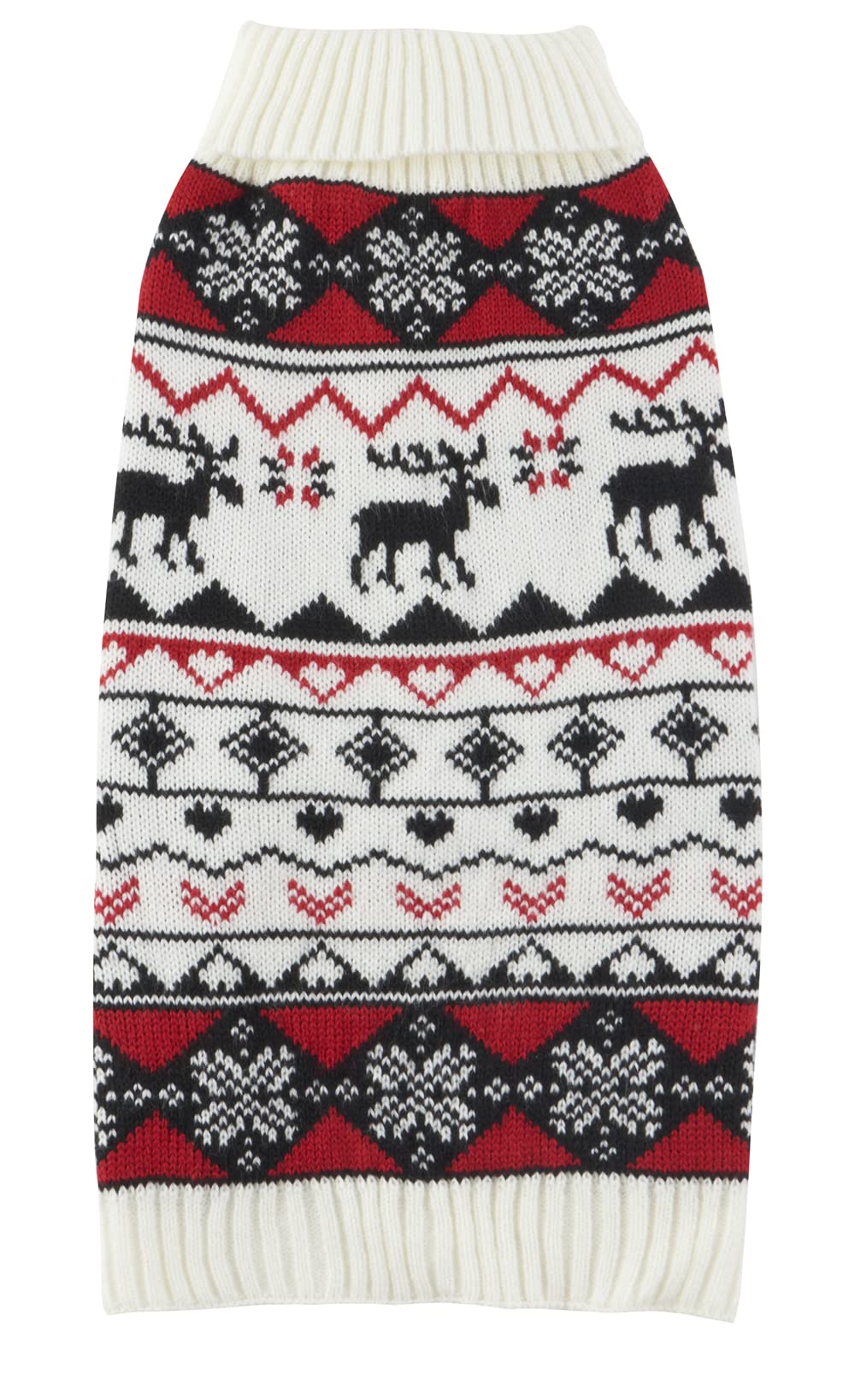 White Red Ugly Vintage Knit Reindeer Holiday Festive Christmas Clothes Sweater For Dogs Medium M Size Back Length 14'