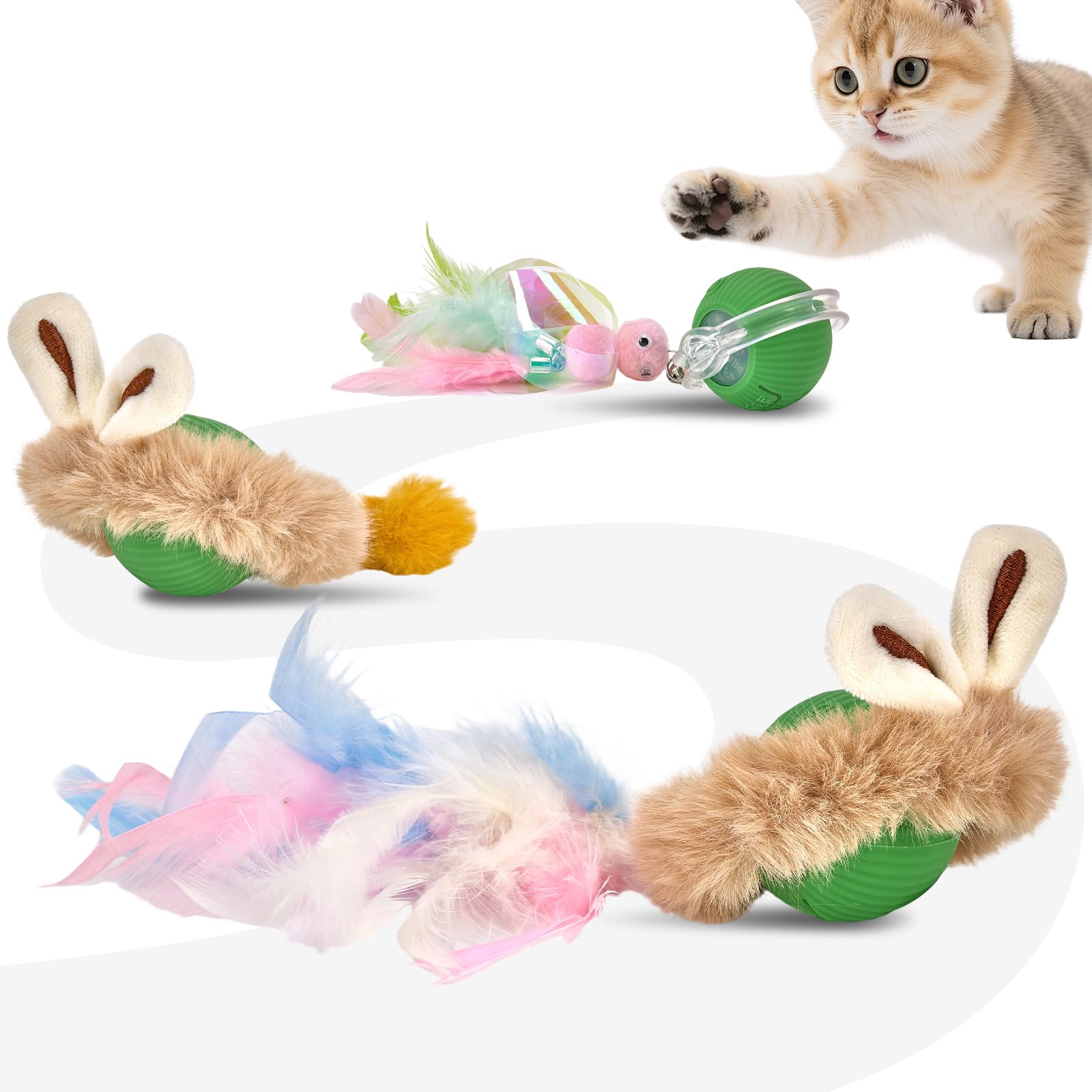WISDOM RISING FLOURISH Interactive Cat Toys for Indoor Cats, Motion Activate Ca t Toy, Smart Kitten Rolling Ball Moving Ball Toy