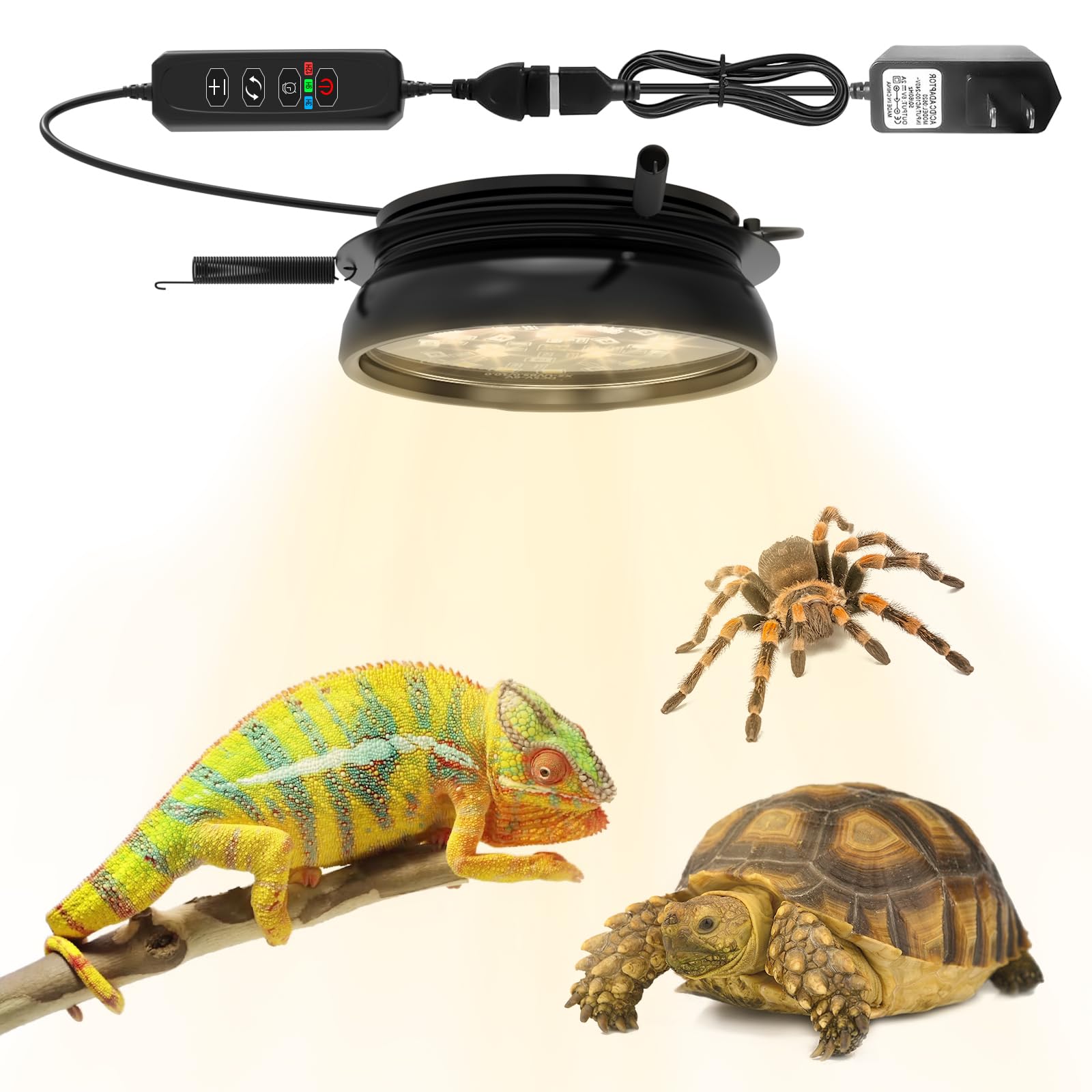 Alantop 6In Adjustable Uvb/Uva Reptile Light With Timer & Dimmer - For Reptiles For Rainforest & Desert Reptile, Python, Turtles