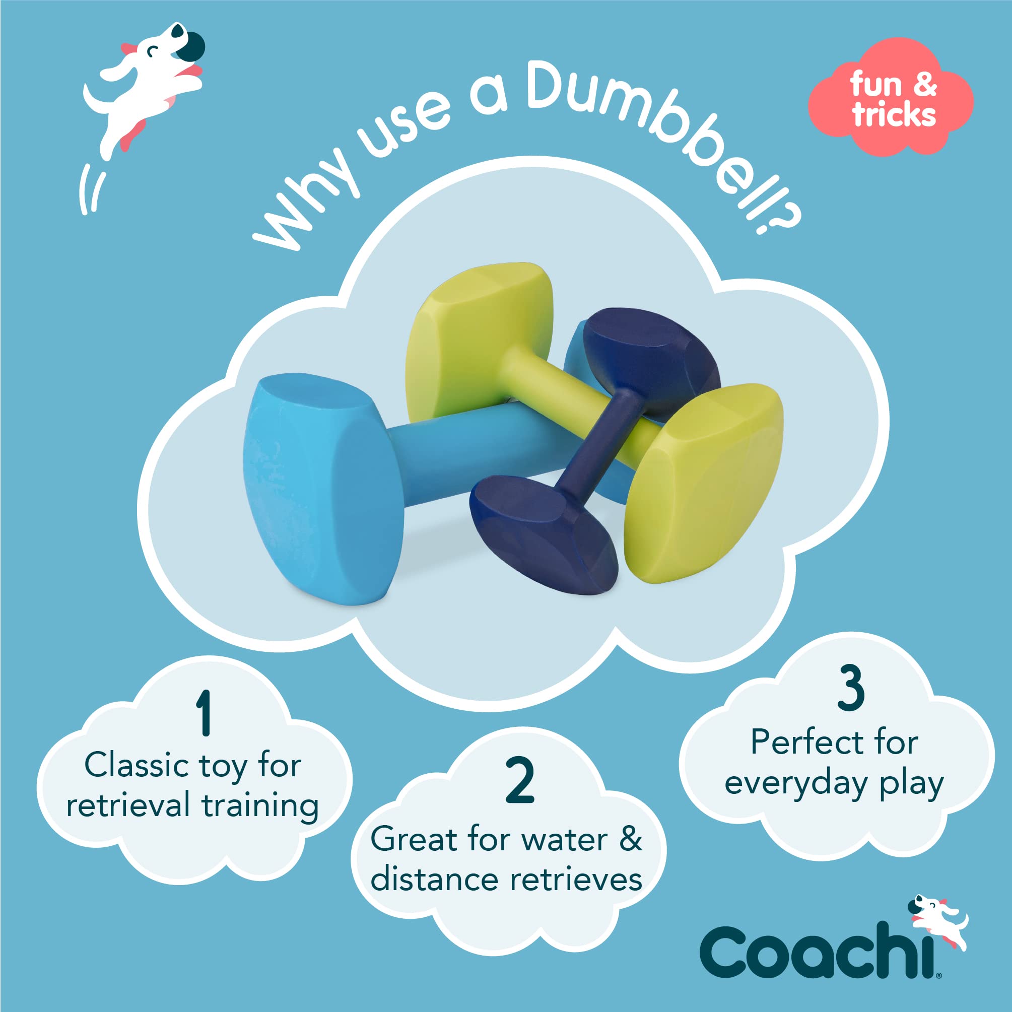 Coachi Training Dumbbell, Floats, Long Distance Throwing, Classic Retrieval Toy, Gundog and Puppy Training. Dog Accessory, Super
