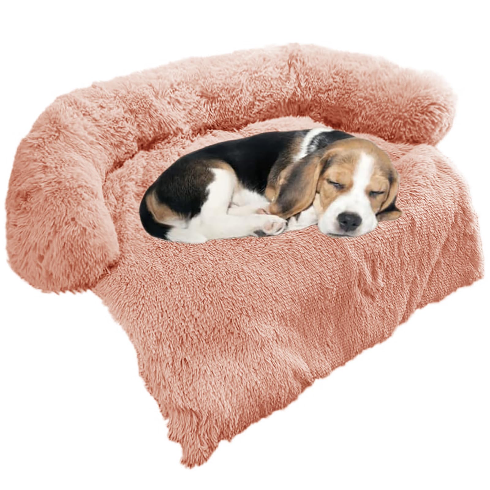 Ggib Calming Dog Bed Fluffy Plush Dog Mat For Furniture Protector With Removable Washable Cover For Large Medium Small Dogs And Cats (Small(35X31X5),Pink)
