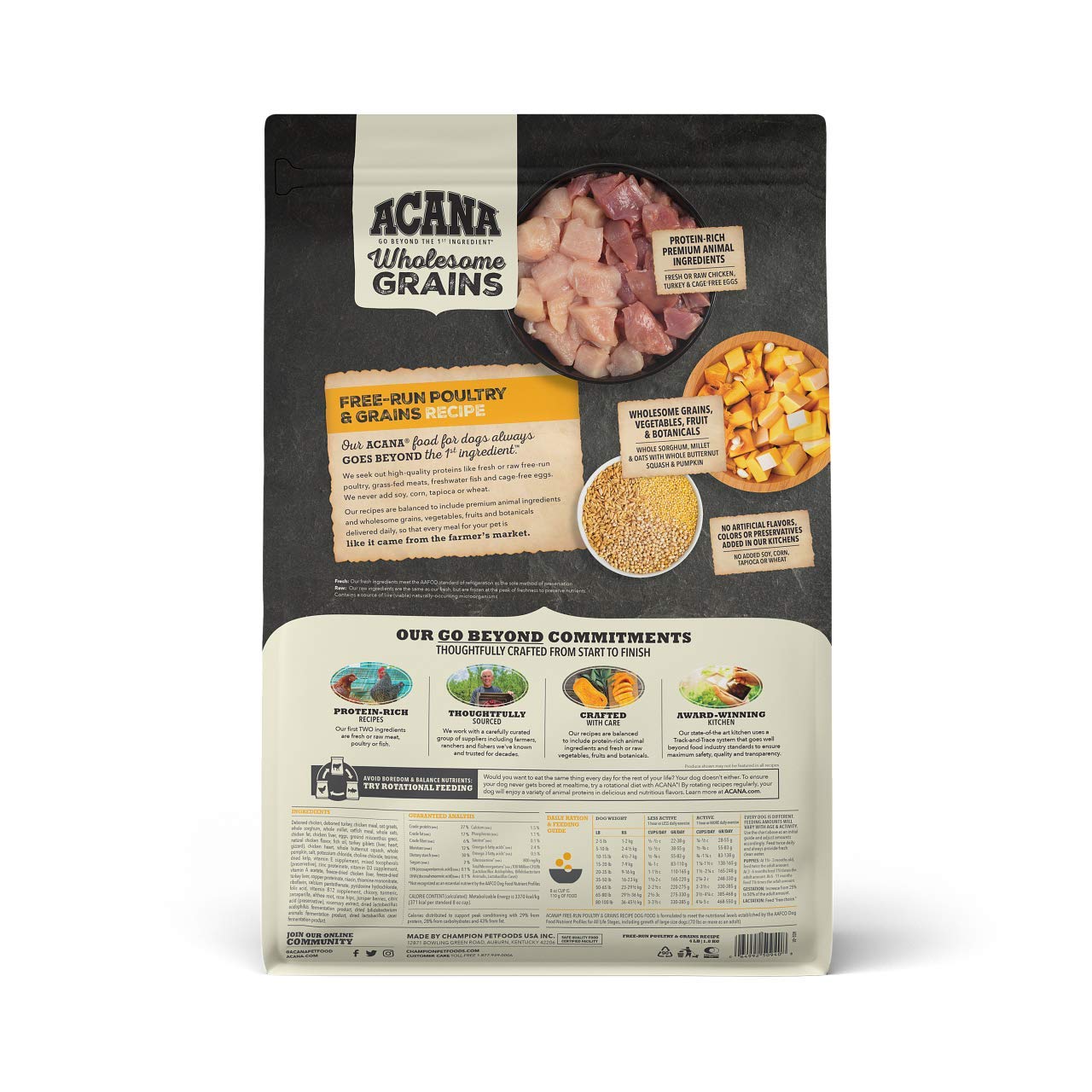 ACANA Wholesome Grains Dry Dog Food Free-Run Poultry & Grains Recipe with Cage-Free Eggs 4lb Bag