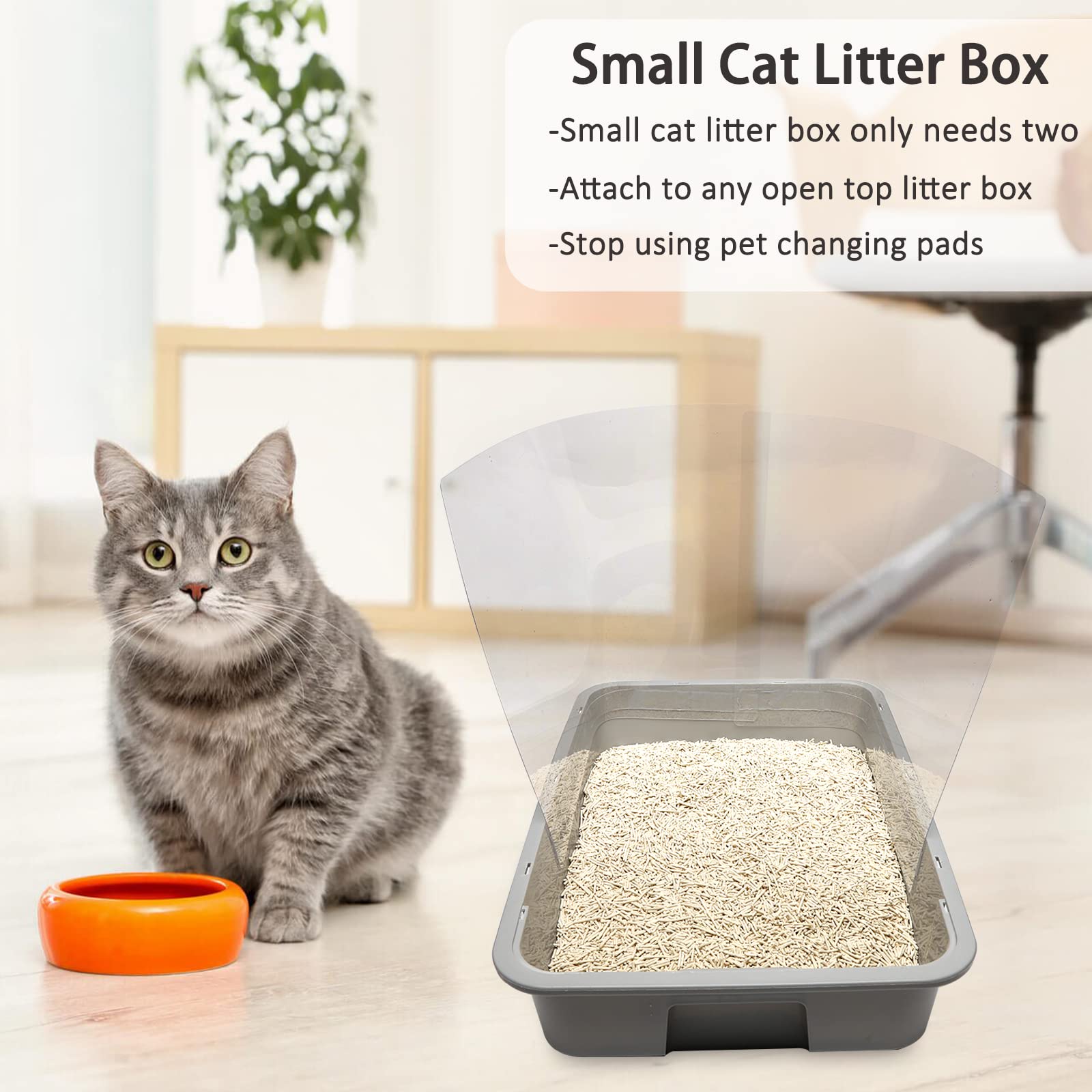 3Pcs Cat Litter Box Pee Shields,Transparent Easy Clean Litter Box Splash Guard For Open Top Litter Pan 15?1.5In- Litter Box Not Included