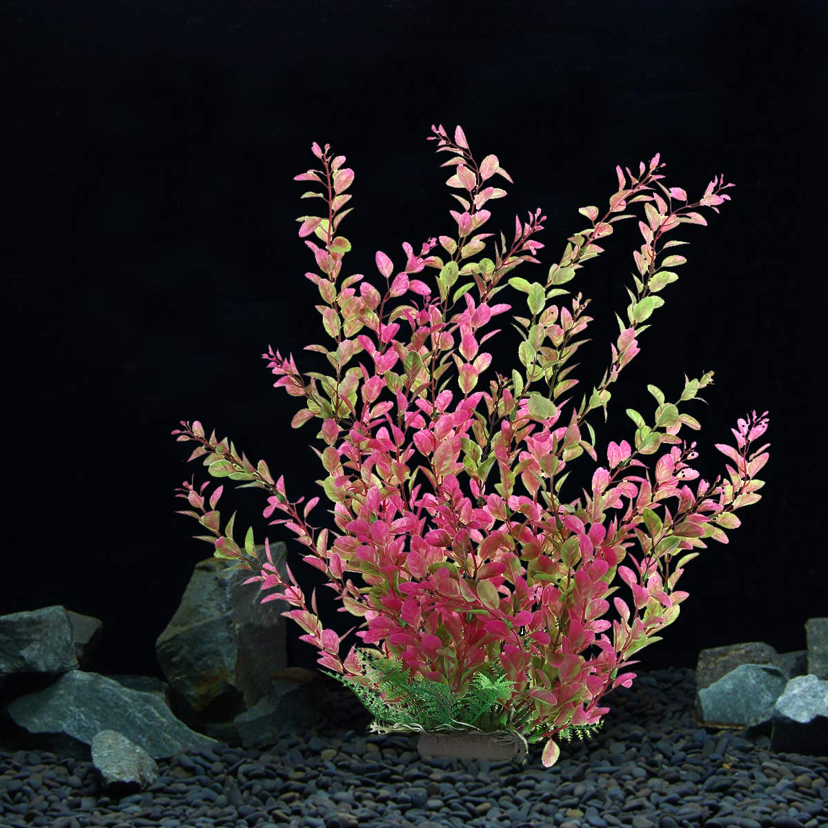 Mayitr 17'' Plastic Water Plant For Aquarium Fish Tank Ornament, Rhodo Green