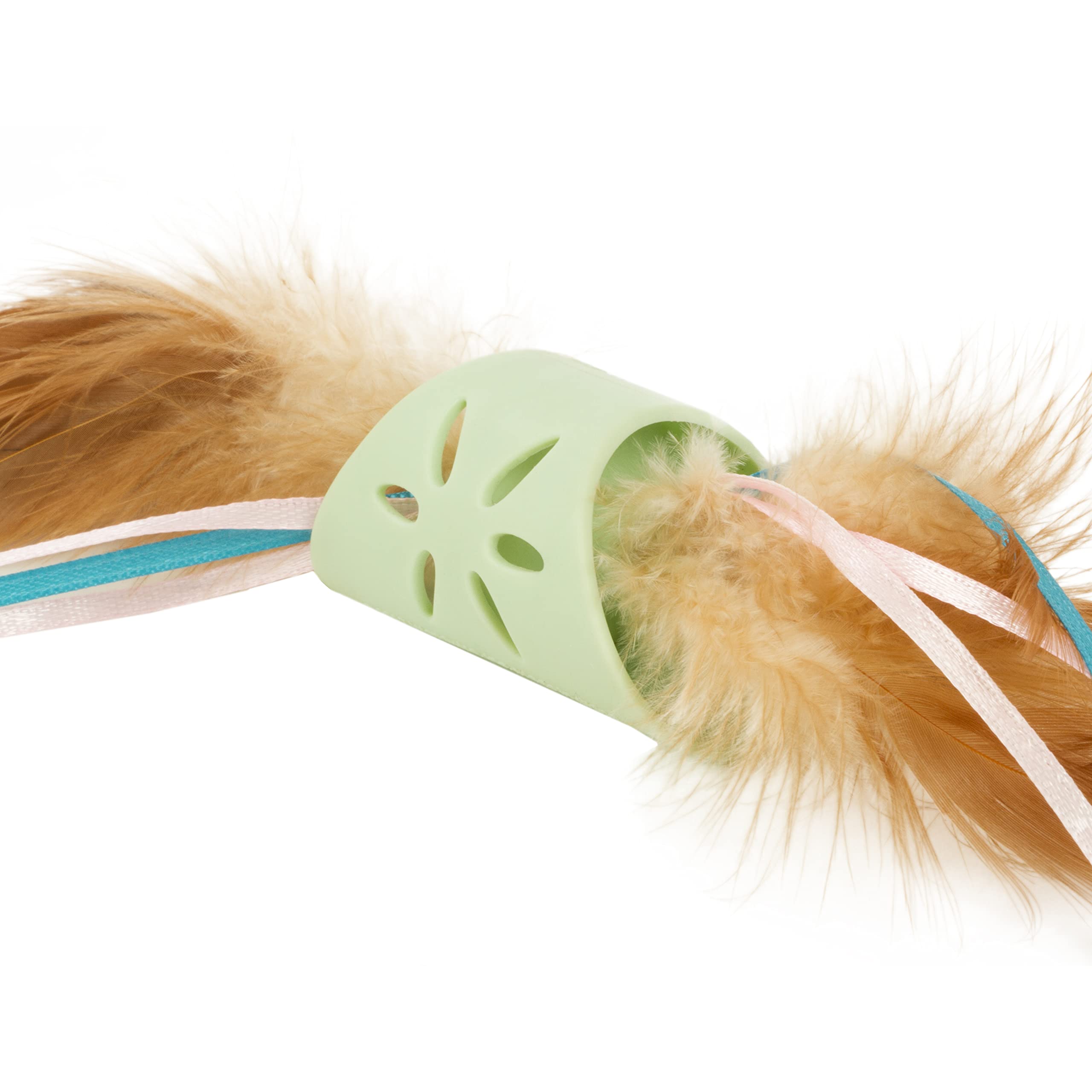 Smartykat Flutter Roller Feather & Ribbon Chase Cat Toy - Green, One Size