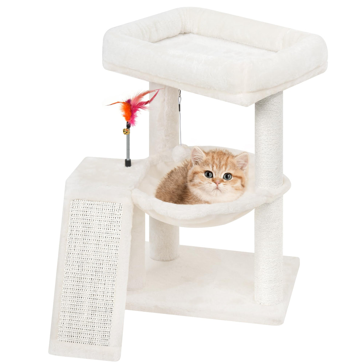 Youpet 35'' Cat Tree Tower With Cat Condo And Scratching Post For Indoor Cats, Activity Center Cat Furniture With Cozy Hammock A