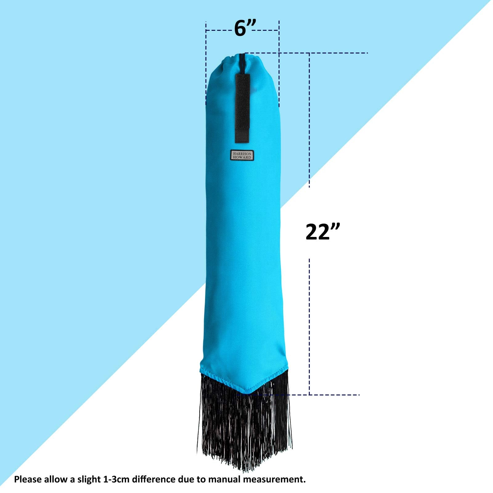 Harrison Howard Smooth Lightweight Adjustable Fastener Nylon Horse Tail Bag With Fringe-Azure Blue