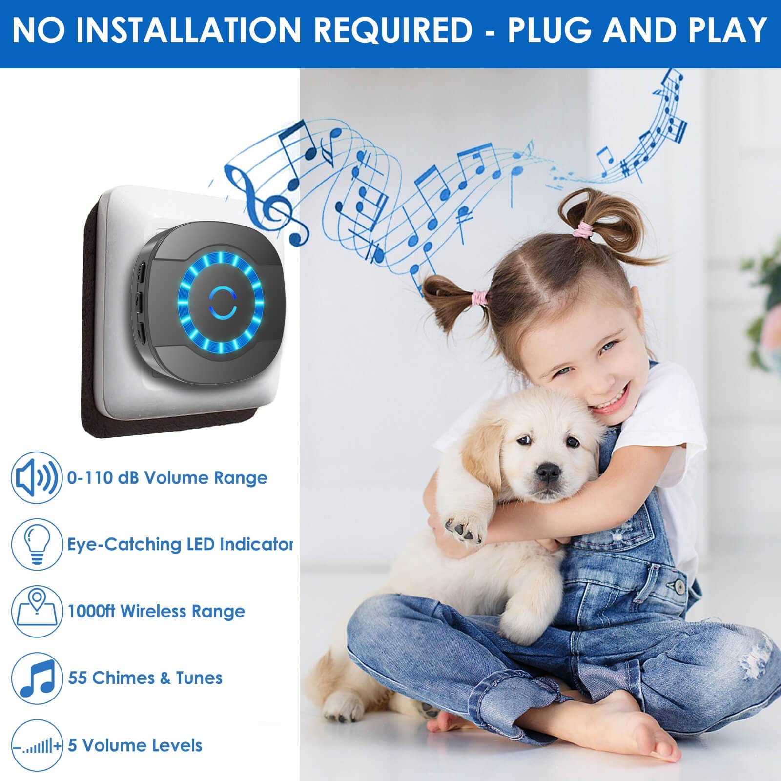 Lalolee Dog Door Bell, Dog Bell For Training Doggie Door Bell For Dog Puppy Training Sliding Door/Go Outside Doorbell And Waterproof Touch Button
