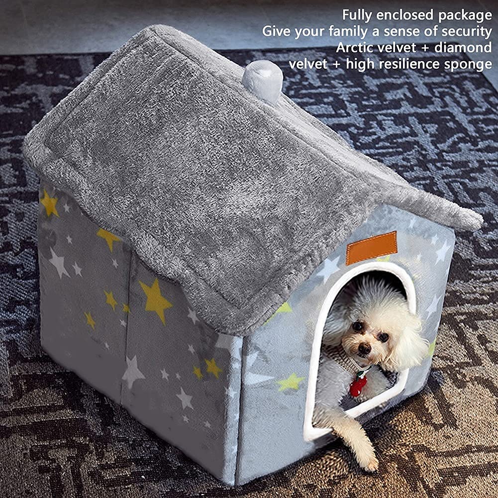 BXEBUI Dog House Indoor Memory Sponge, Foldable Dog House Kennel Bed Mat with Cushion for Small Medium Large Dogs Cats, Winter W