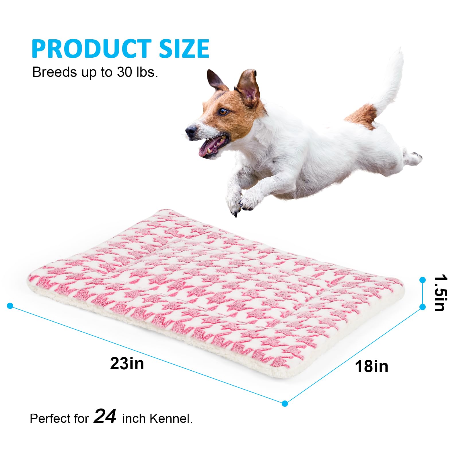 Kigmmro Dog Bed Mat, Reversible Dog Crate Pad for Medium Small Dogs, Portable and Soft Pet Bed Mat, Machine Washable Pet Bed Pad