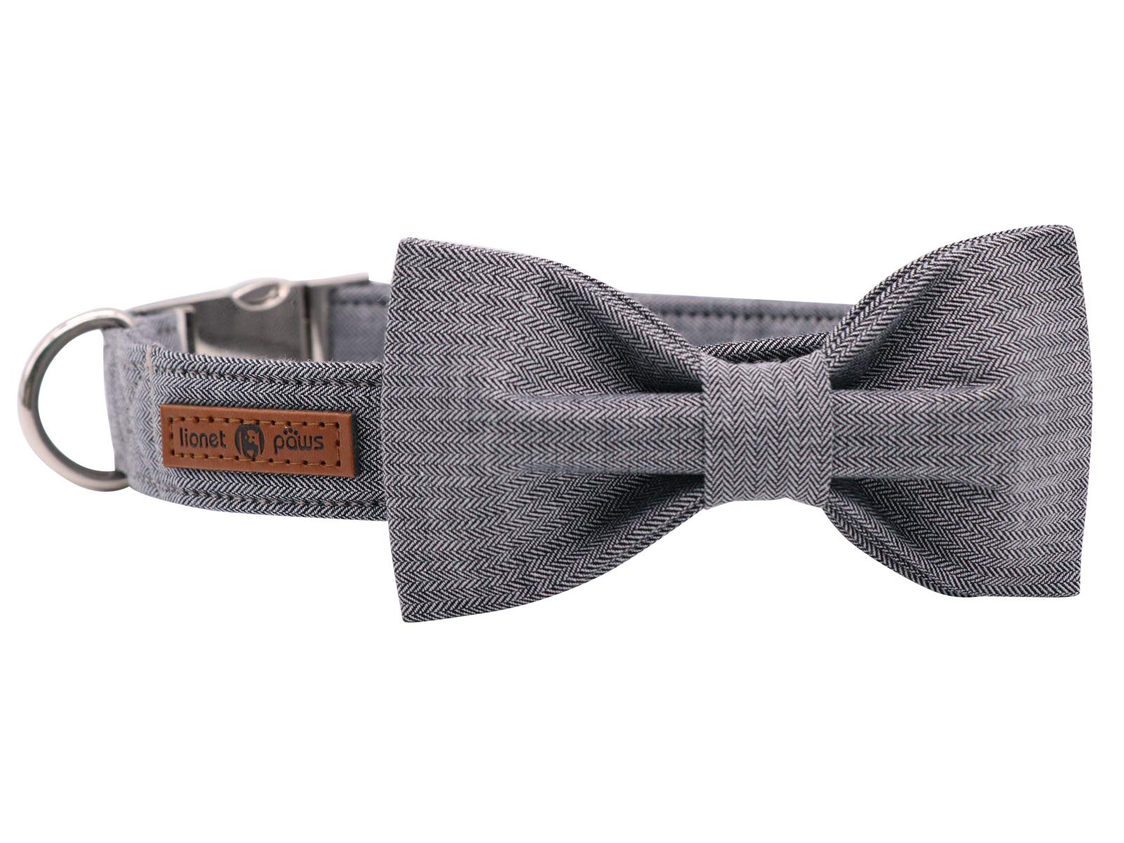 Lionet Paws Dog Collar With Bowtie, Durable Adjustable And Comfortable Collar For X-Large Dogs, Neck 16-26In