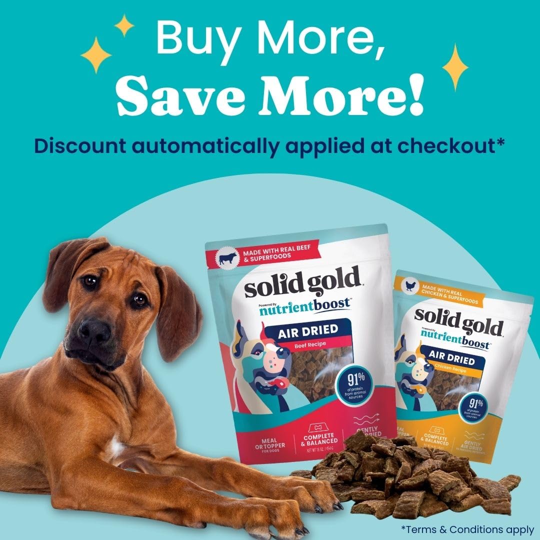 Solid Gold Air Dried Dog Food Toppers for Picky Eaters - Healthy Dog Treats Made with Real Chicken to Serve as Meal Topper or Do