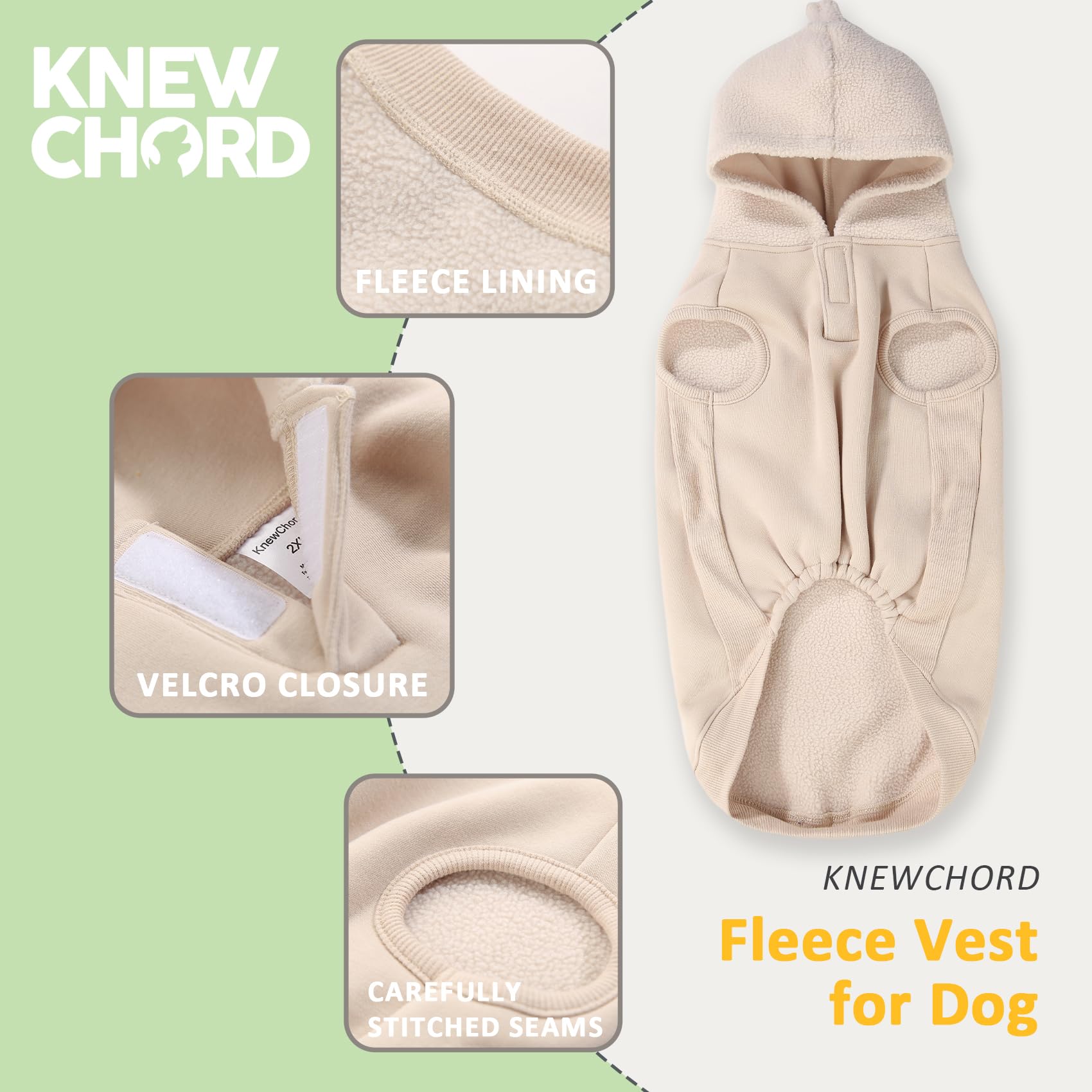 Dog Winter Hoodie Coat, Plush Vest Hoodie Dog Jacket, Dog Winter Autumn Warm Clothes(Apricot White-Large)