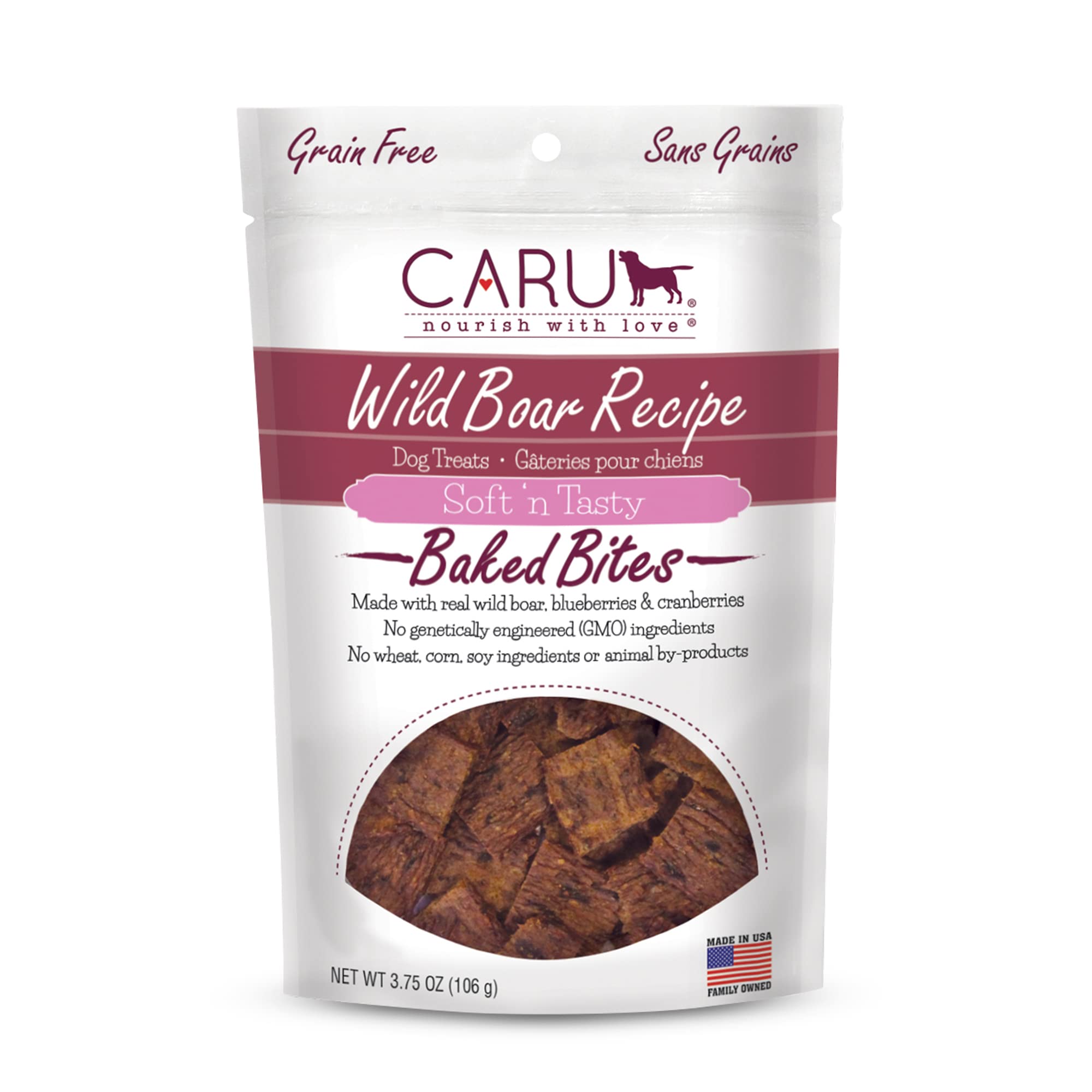 CARU - Soft n Tasty Baked Bites - Wild Boar Bites Dog Treats - Flavorful Training Treats - 3.75 oz.
