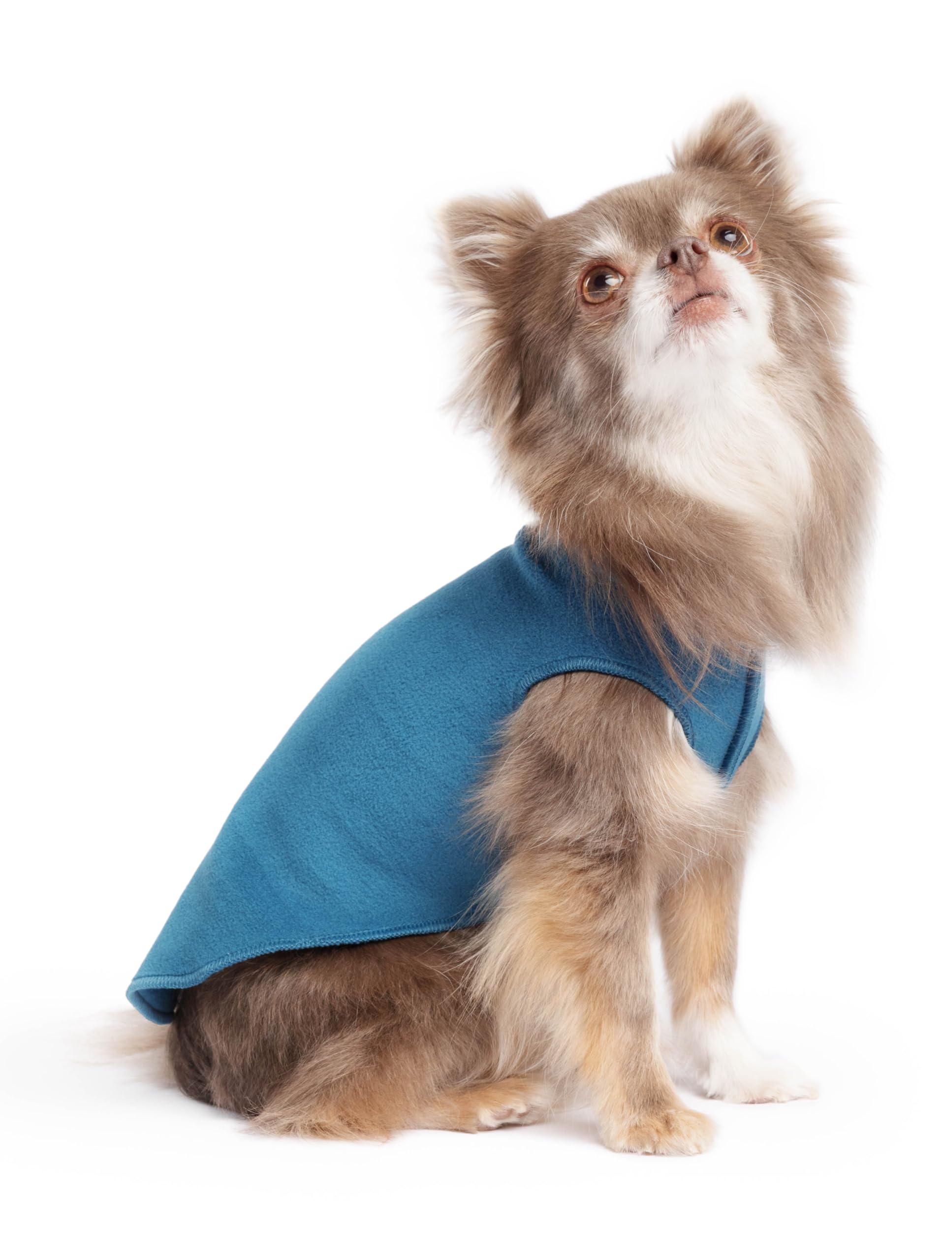 Gold Paw Stretch Fleece Dog Coat, Stretchy Pet Sweater, Machine Washable Pullover For Winter And Fall, Marine Blue, 6