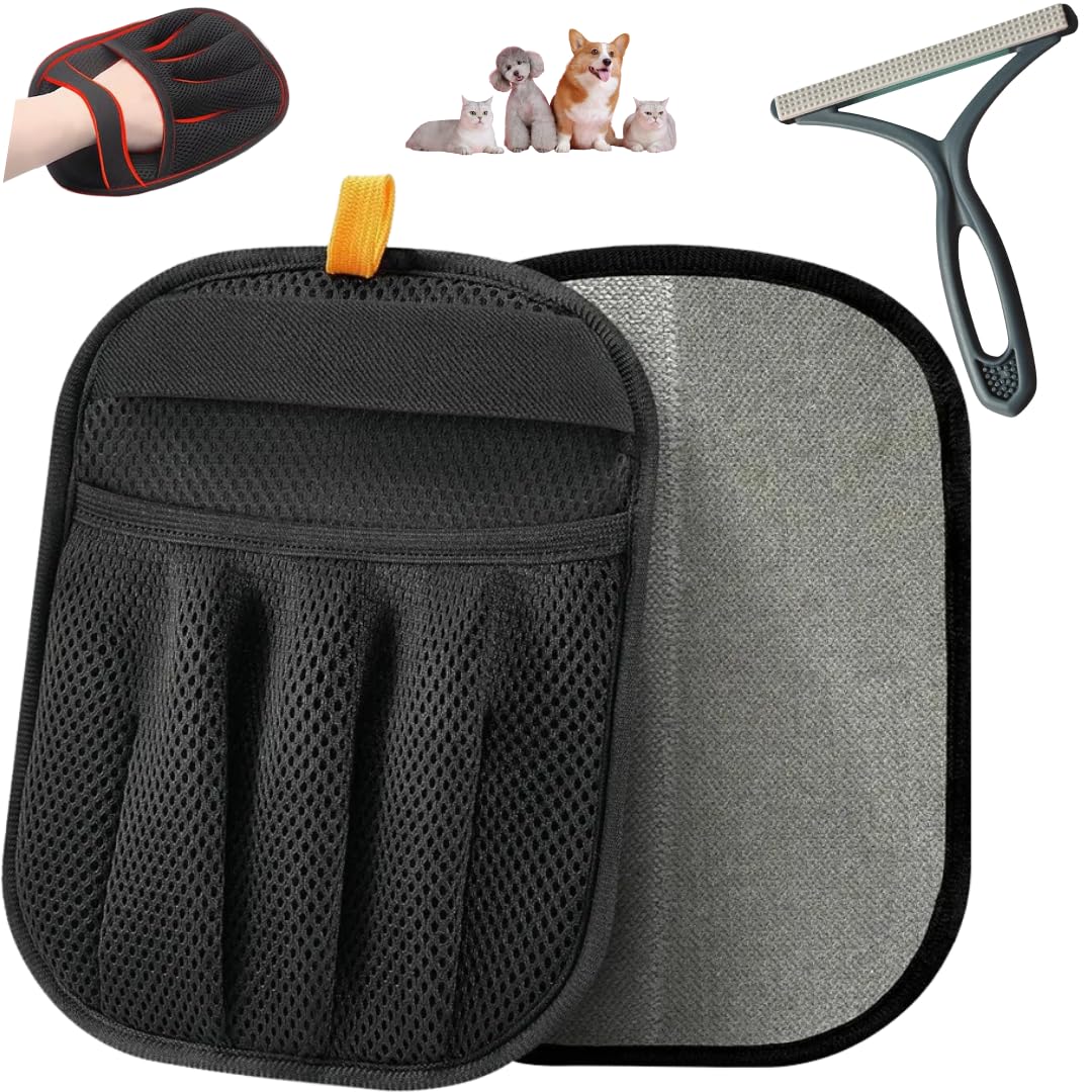 Gytwio Electrostatic Pet Hair Remover Glove - Black, Ambidextrous, Reusable for Cats and Dogs