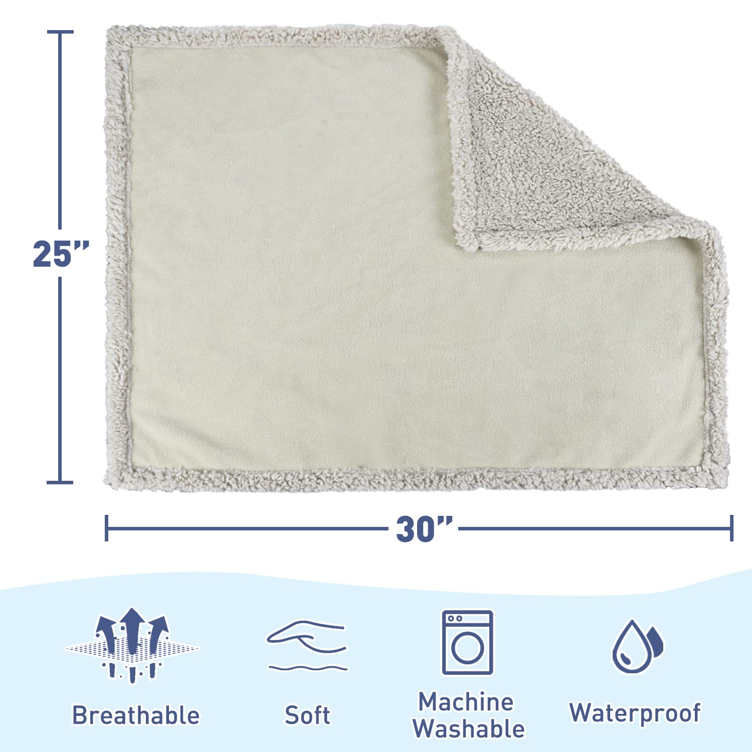 Kritter Planet Waterproof Puppy Blanket For Small Dogs, Pee Proof Sherpa Fleece Pet Blanket, Reversible Cover For Couch Bed, Liq