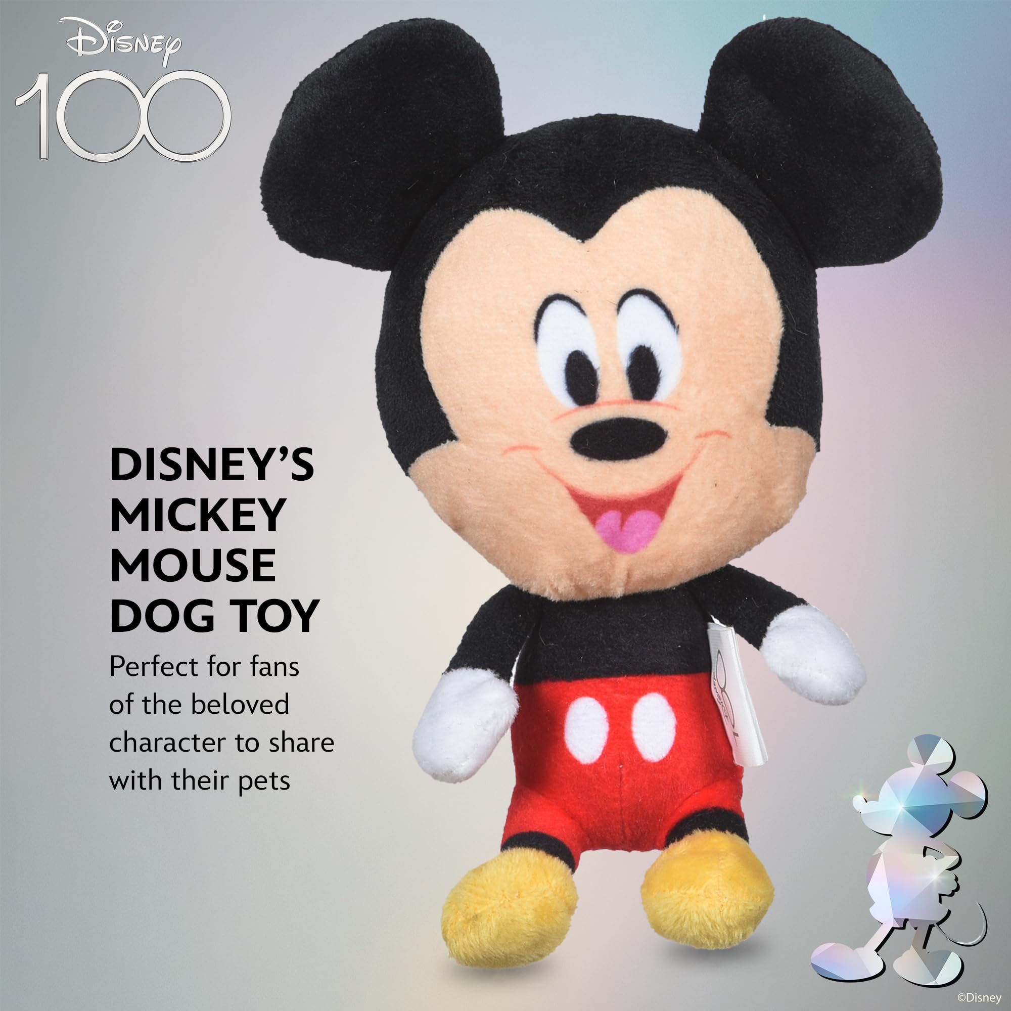 Disney For Pets Mickey Mouse Plush Squeaky Dog Toy 6In | Disney Dog Toys | Plush Squeaker Toy For Dogs Inspired By Mickey Mouse,