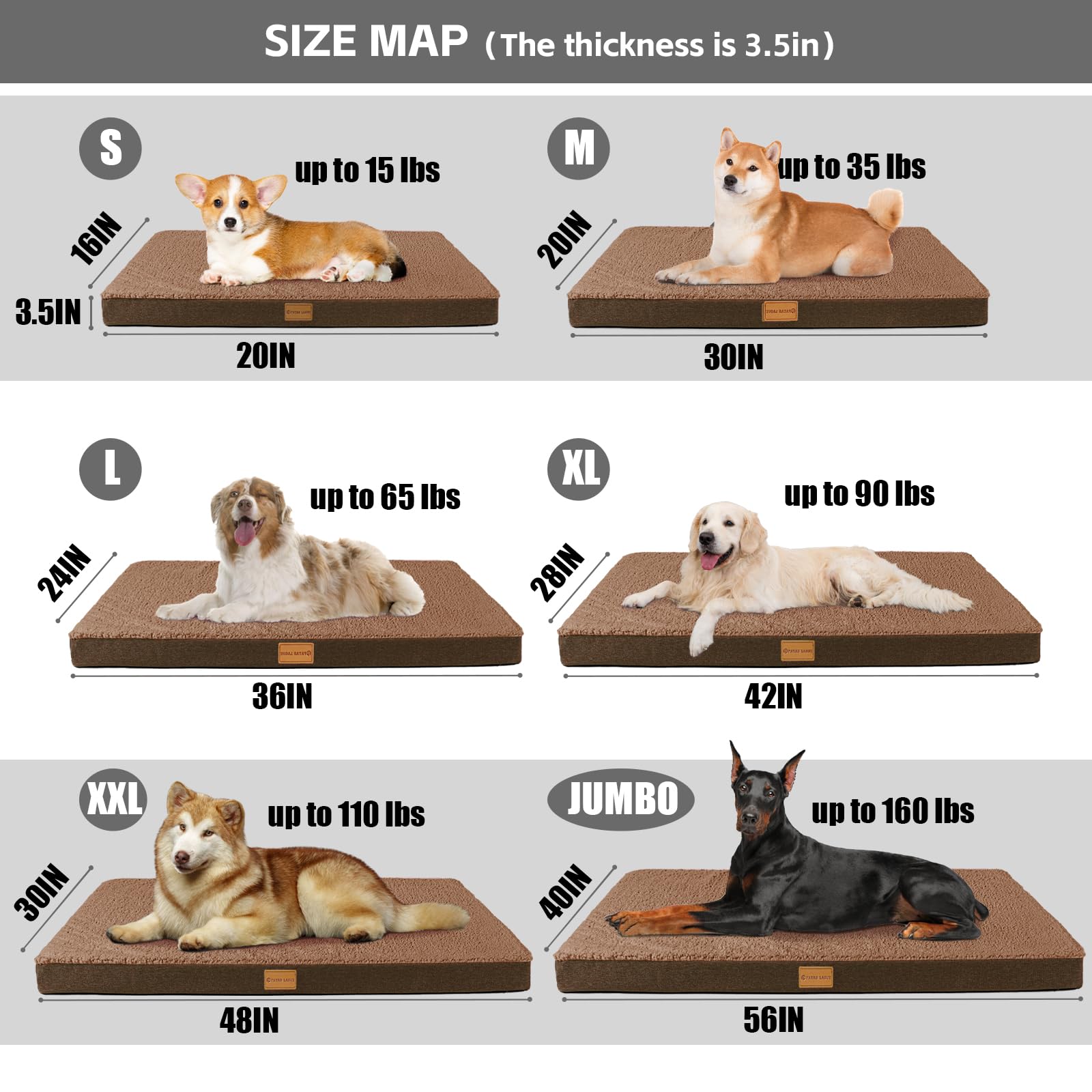 Patas Lague Orthopedic Jumbo Dog Bed For Extra Large Dogs 54''X36'', Soft Comfortable Waterproof Egg Crate Foam Dark Blue