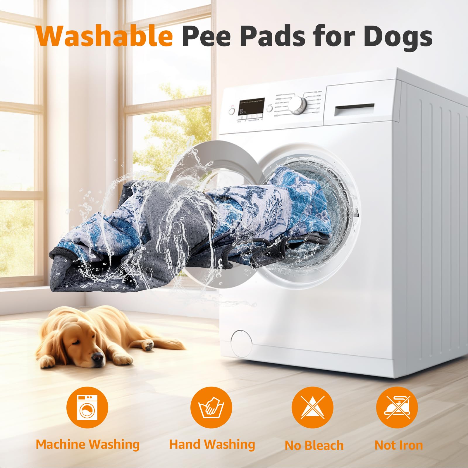 LOOBANI Washable Pee Pads for Dogs, 2 Pack Super Absorbent Reusable Puppy Pads Leakproof Dog Traning Pads, Waterproof Non-Slip W