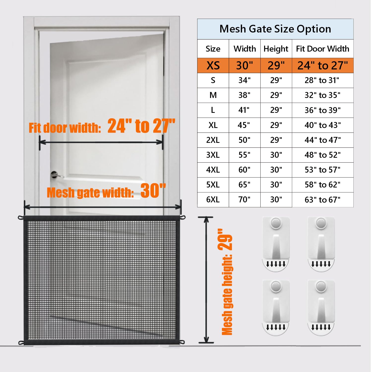 Dog Gate For Stairs Pet Gates For The House: Dog Gate Indoor Dogs Screen Mesh Gate For Doorways Stairways Safety 29 Inches Tall, 30 Inch Wide