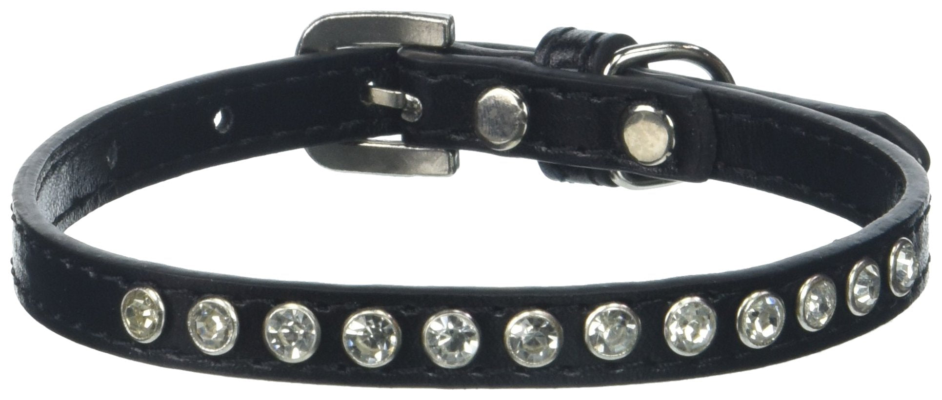 Mirage Pet Products Clear Crystal Puppy Dog Collar Size 14 Black
