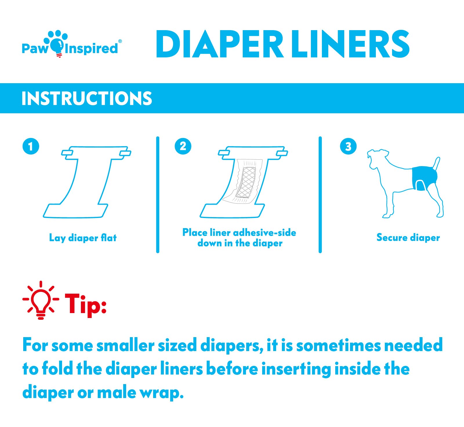 Paw Inspired Dog Diaper Liners | Inserts for Washable Covers, Female Dog Diapers, and Male Dog Belly Bands | Leakproof, Super Ab