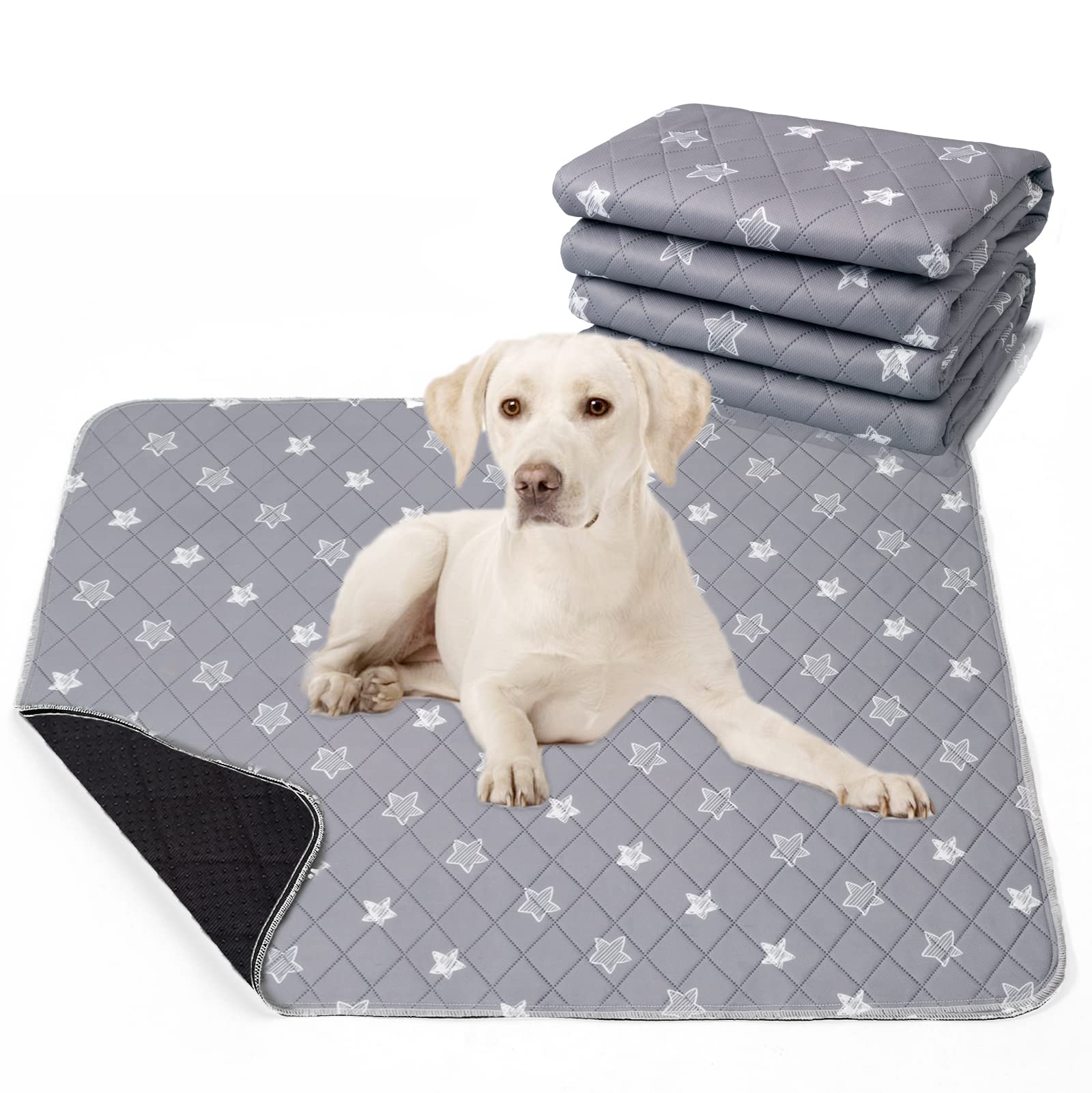 Lepark Washable Pee Pad For Dogs Of 2Pack Reusable Puppy Non-Slip Pet Training Pads(Grey,31X36)