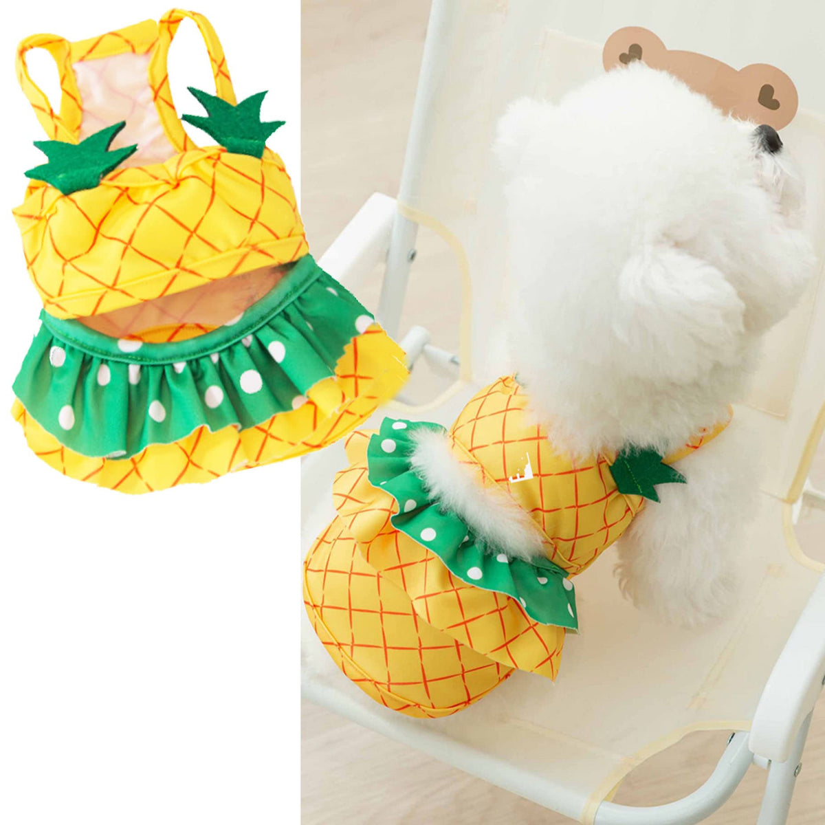 Funny Dog Swimwear Bikini Summer Dog Clothes Beach Swimsuit Puppy Bathing Suit Puppy Vest Cooling Dog Shirts Pet Shirt For Small Dog, Cat Apparel (Medium, Yellow Pineapple)