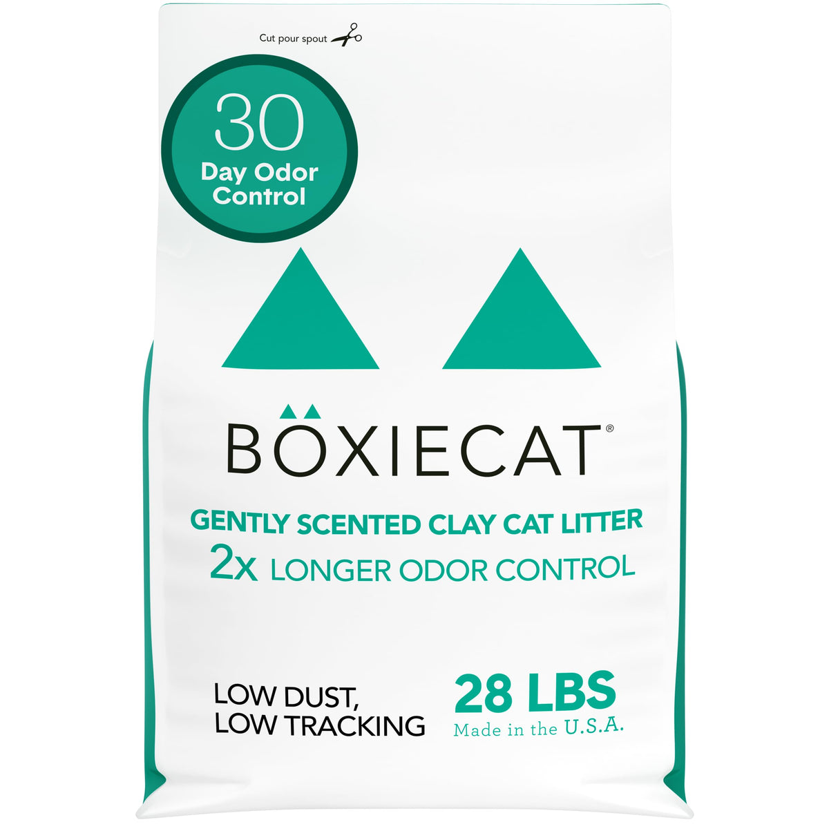 Boxie Gently Scented 30 Day Natural Odor Control Cat Litter, 28lb Clumping Clay Kitty Litter