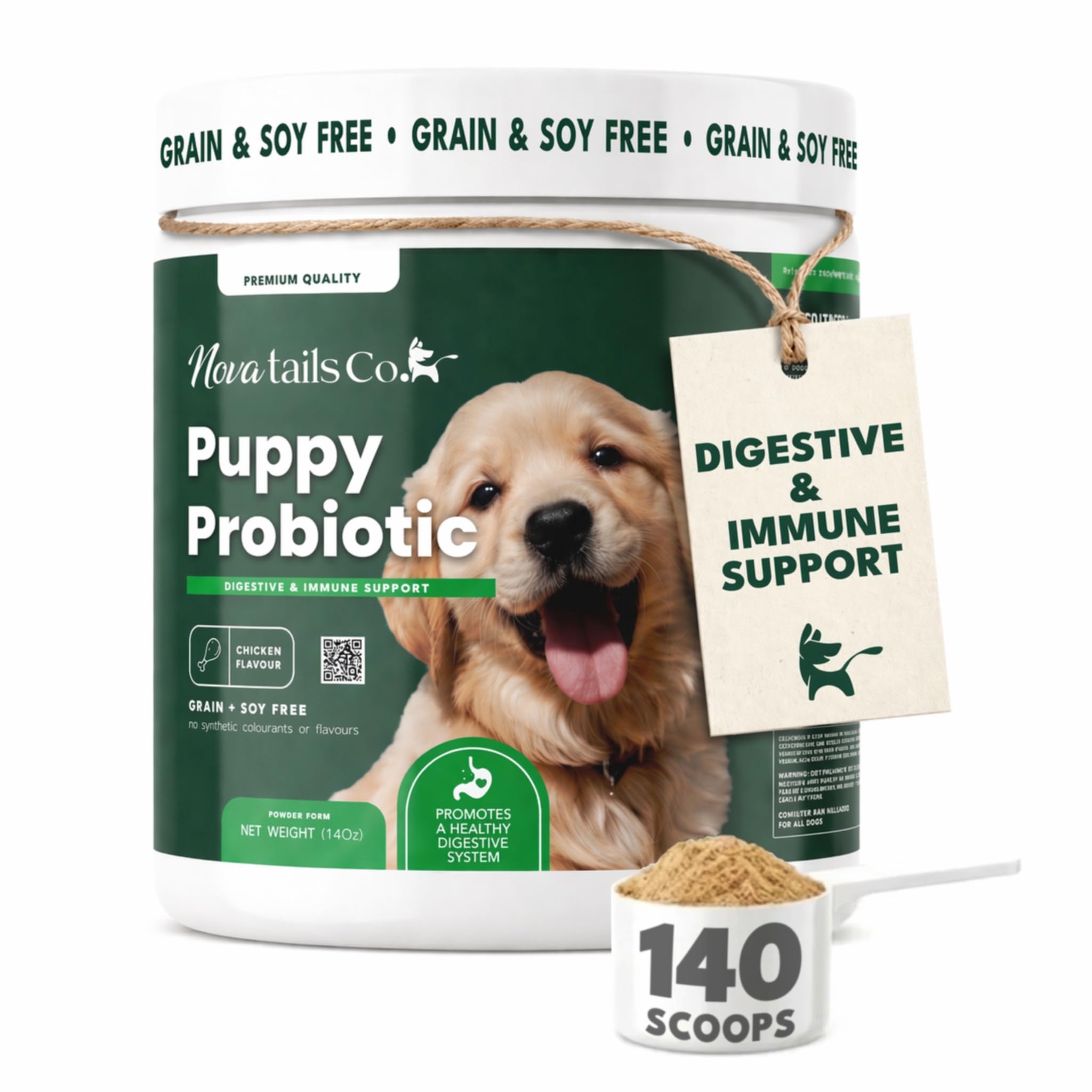 Puppy Probiotic Powder for Digestive Health & Diarrhea Relief, Gut Health Supplement with Prebiotics & Colostrum, Relieves Itchy