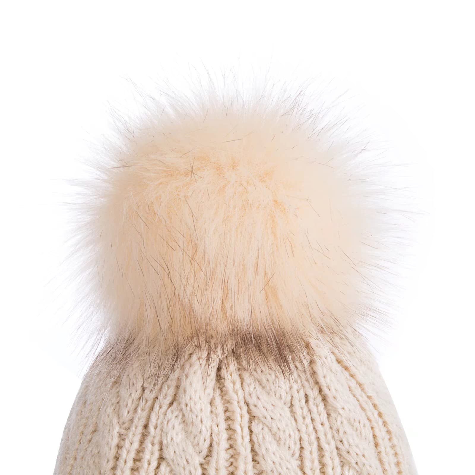 Kids Winter Beanie Hat, Childrens Warm Fleece Lined Knit Thick Ski Cap With Pom Pom For Boys Girls (Black)