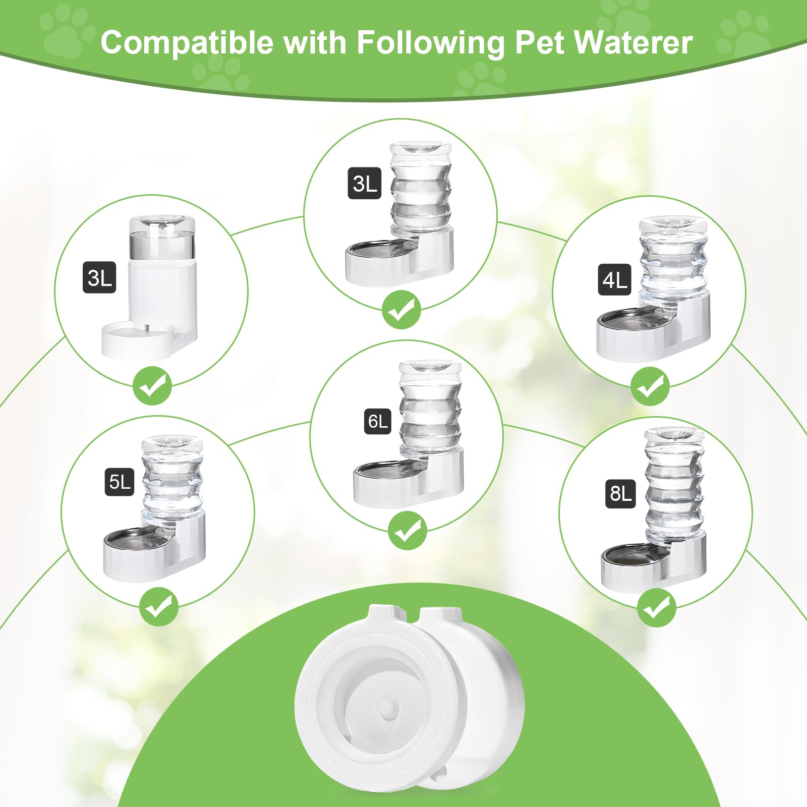 8 Pack Replacement Filters For 3L/3.6L/4.6L/6L/8L Gravity Pet Water Dispenser, Dog Water Filter Replacement, Triple Filtration P