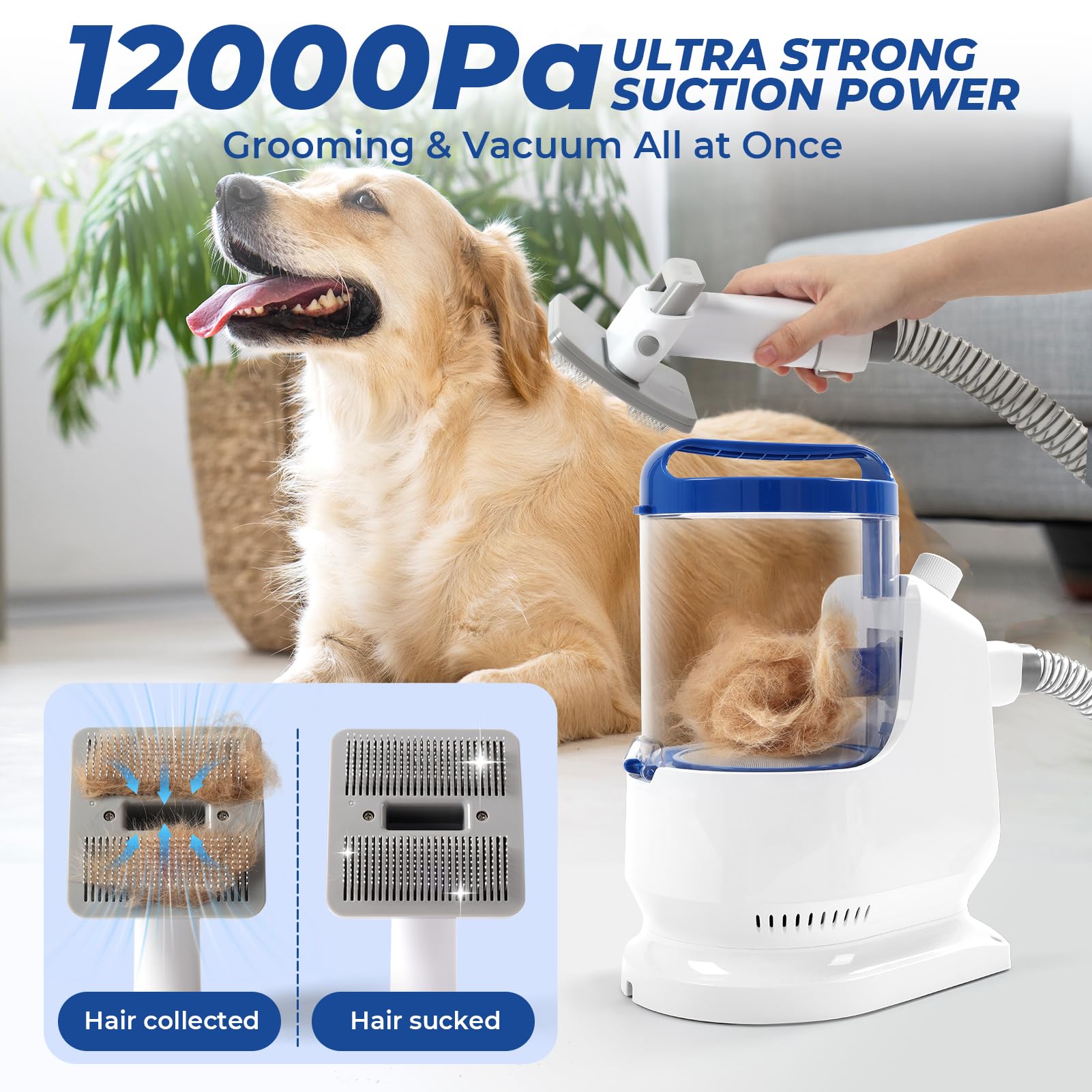 Fsitego Dog Grooming Kit With Vacuum Clippers: Dog Vacuum For Shedding Grooming With Pet Hair Trimmer - 3L Pet Grooming Vacuum F