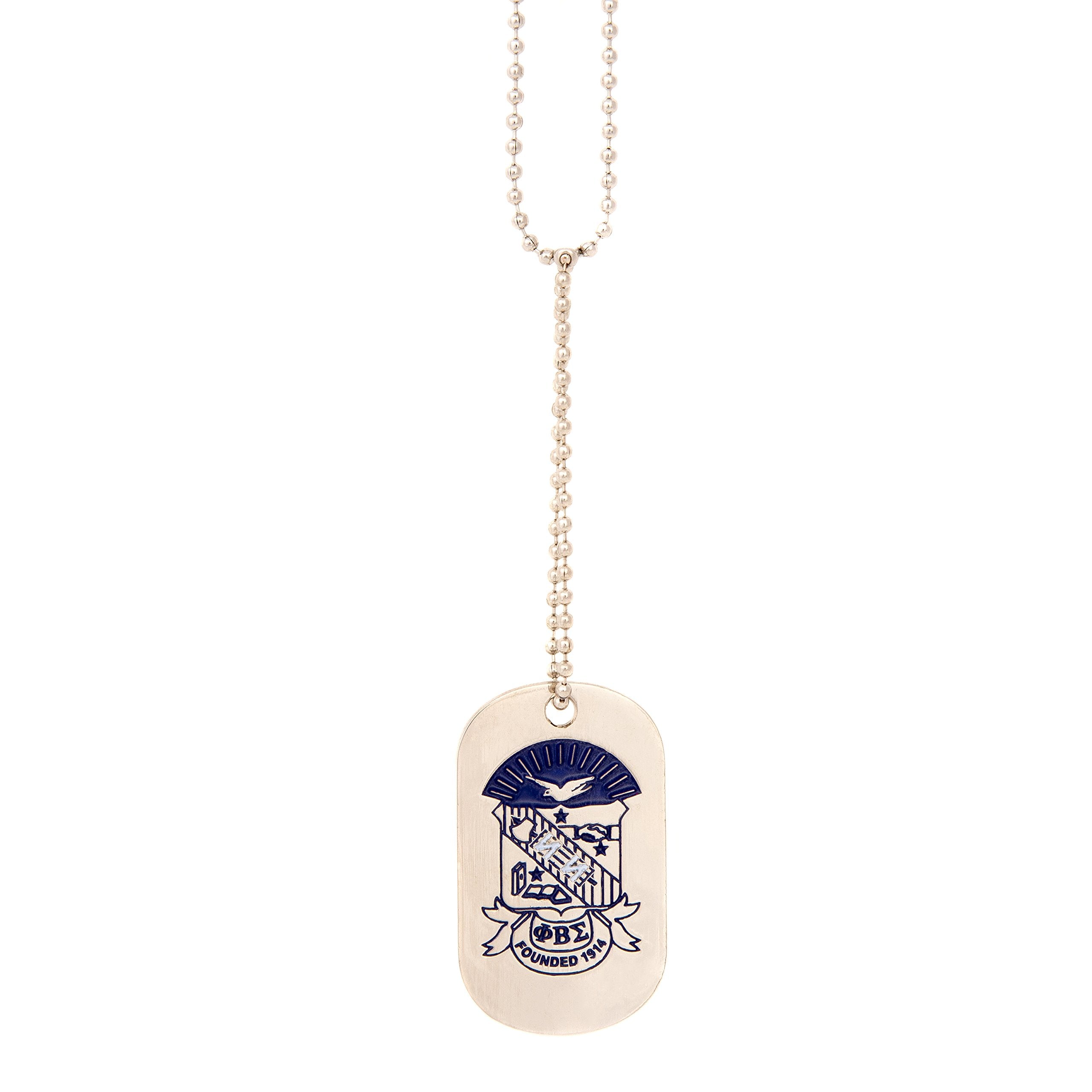 Desert Cactus Phi Beta Sigma Dog Tag Fraternity Necklace With Crest Greek (Style B - Silver Traditional)