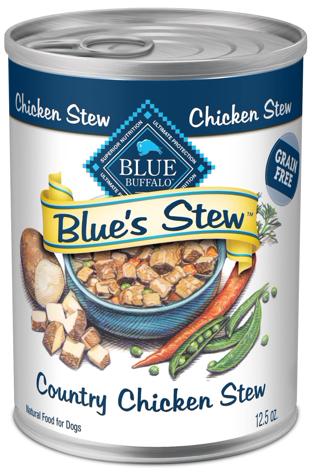 Blue Buffalo Blue s Stew Grain Free Natural Adult Wet Dog Food, Chicken Stew 12.5 oz cans (Pack of 12)