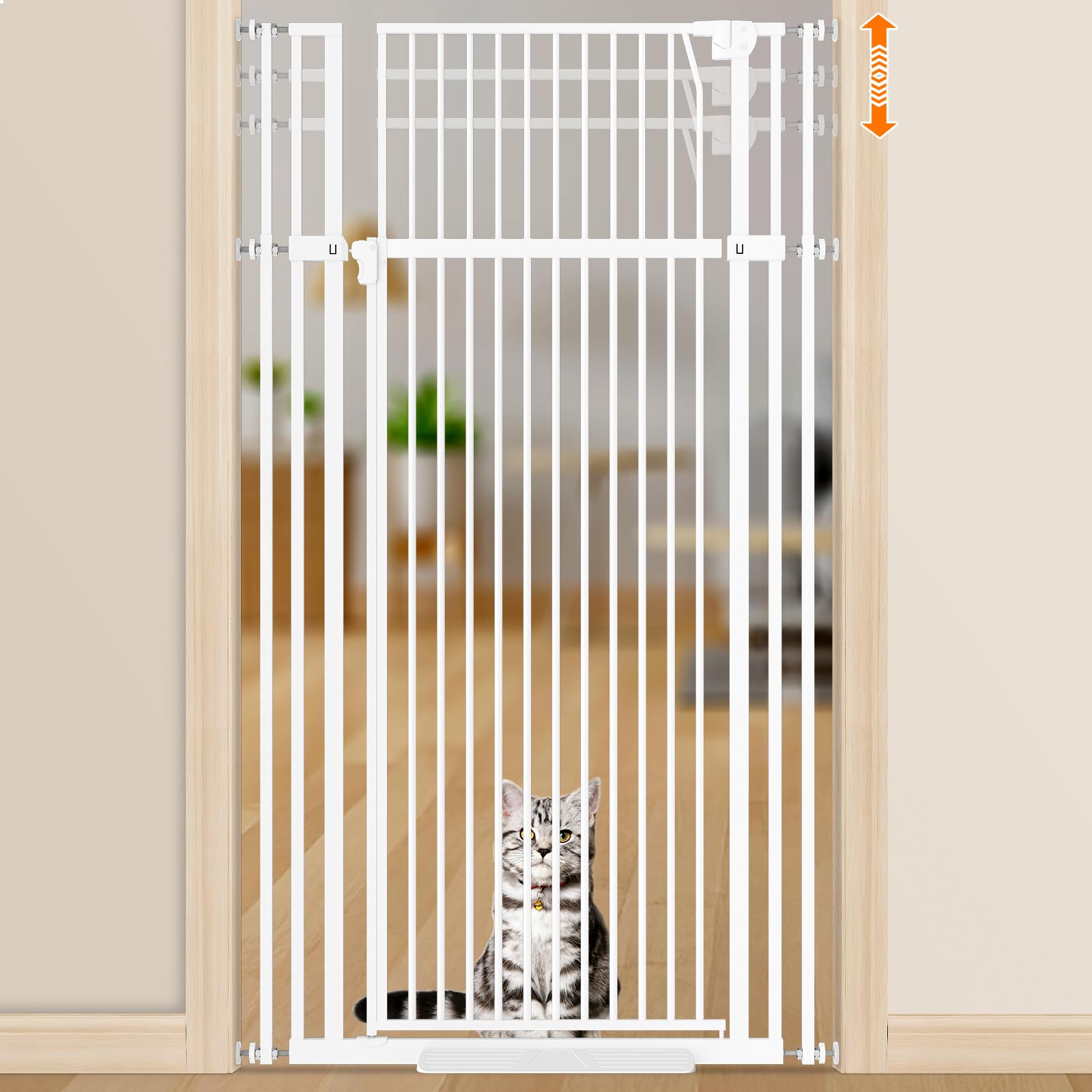 Senneny Extra Tall Cat Gate Height Adjustable from 59   -83   , No Drilling Auto-Close Pet Gate for Stairs and Doorways. Include