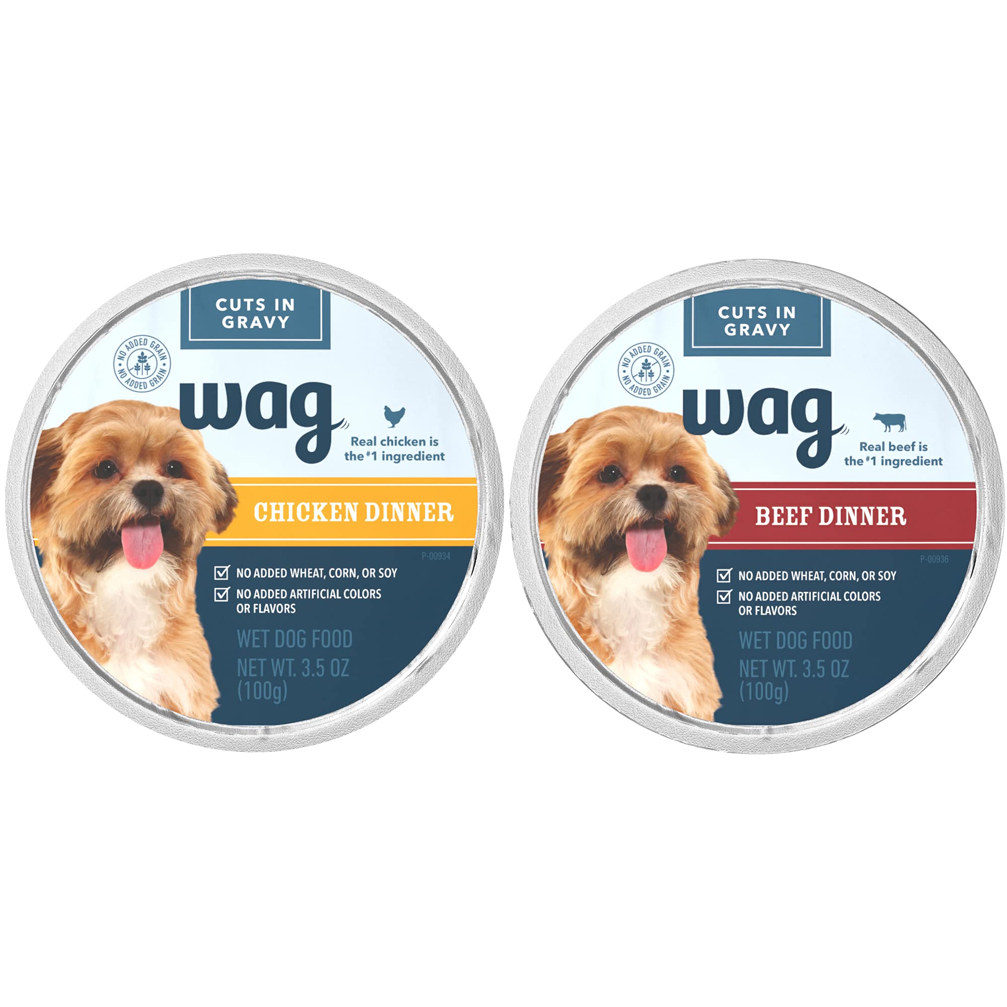 WAG Wet Dog Food Cups Variety Pack - Chicken & Beef Gravy, Chicken & Lamb Pate, 3.5oz, 24 Pack