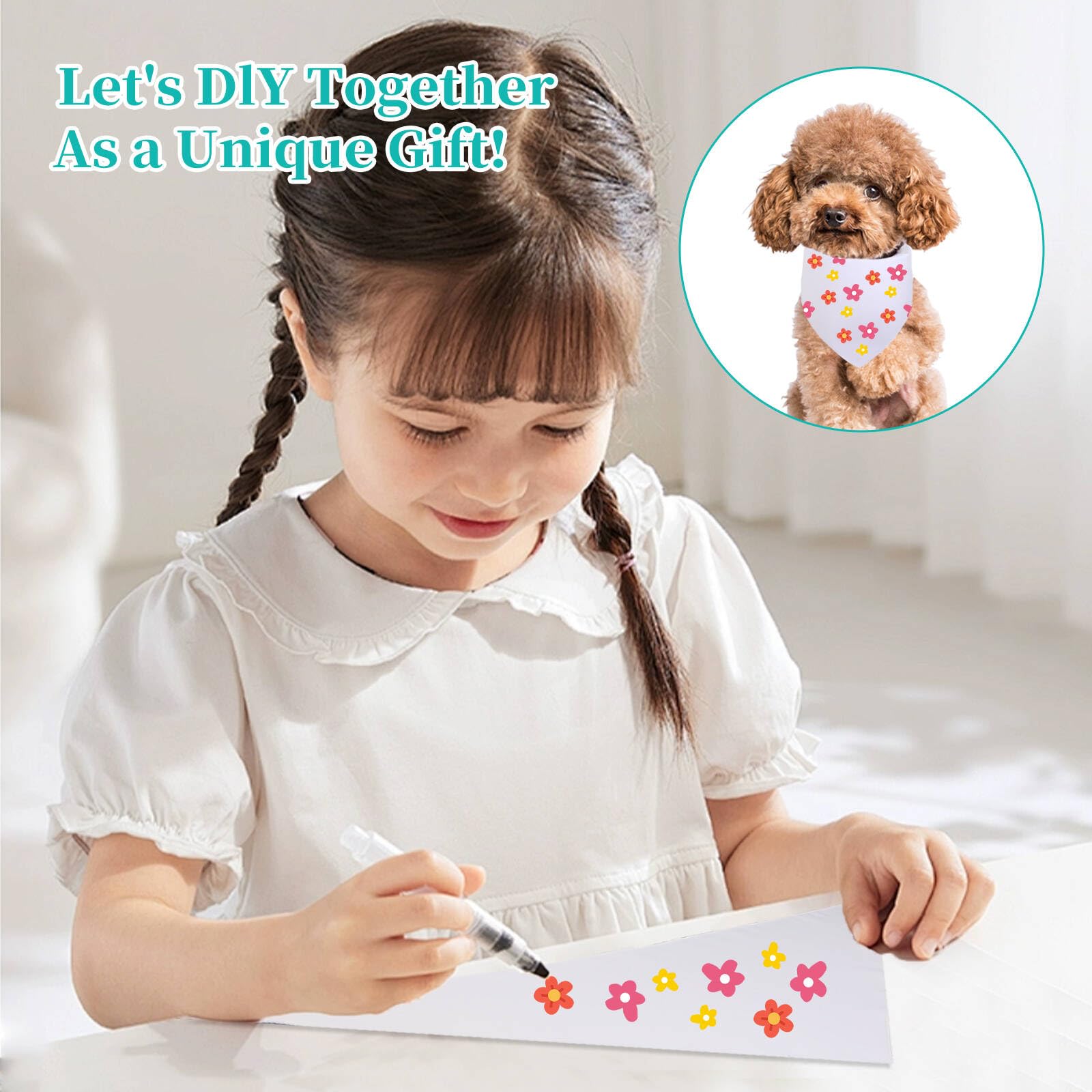 Gofshy Sublimation Dod Bandanas 4Pcs, Heat Transfer Washable Dog Scarf, Blank Diy Solid Kerchief Bib Breed, Pet Birthday/Party F