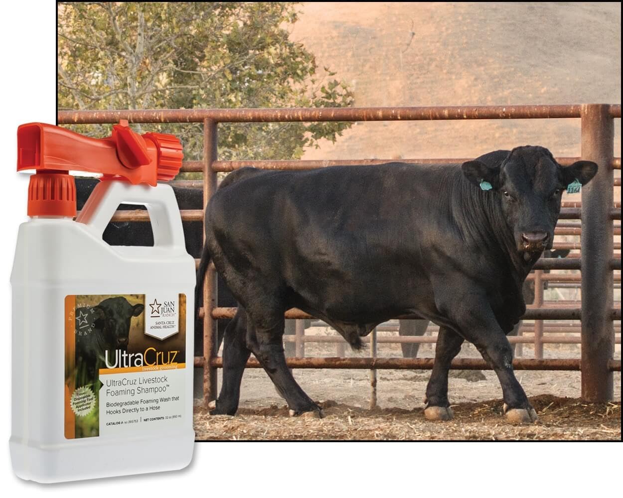 Ultracruz Livestock Foaming Shampoo, 32 Oz With Travel Applicator,White
