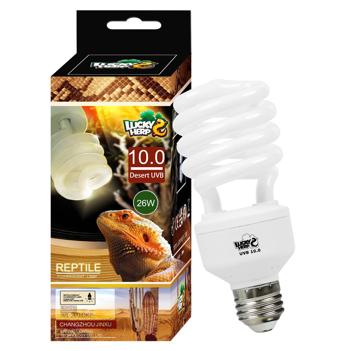 Lucky Herp Desert Uva Uvb Reptile Light Bulb 10.0 26W Compact Fluorescent Lamp