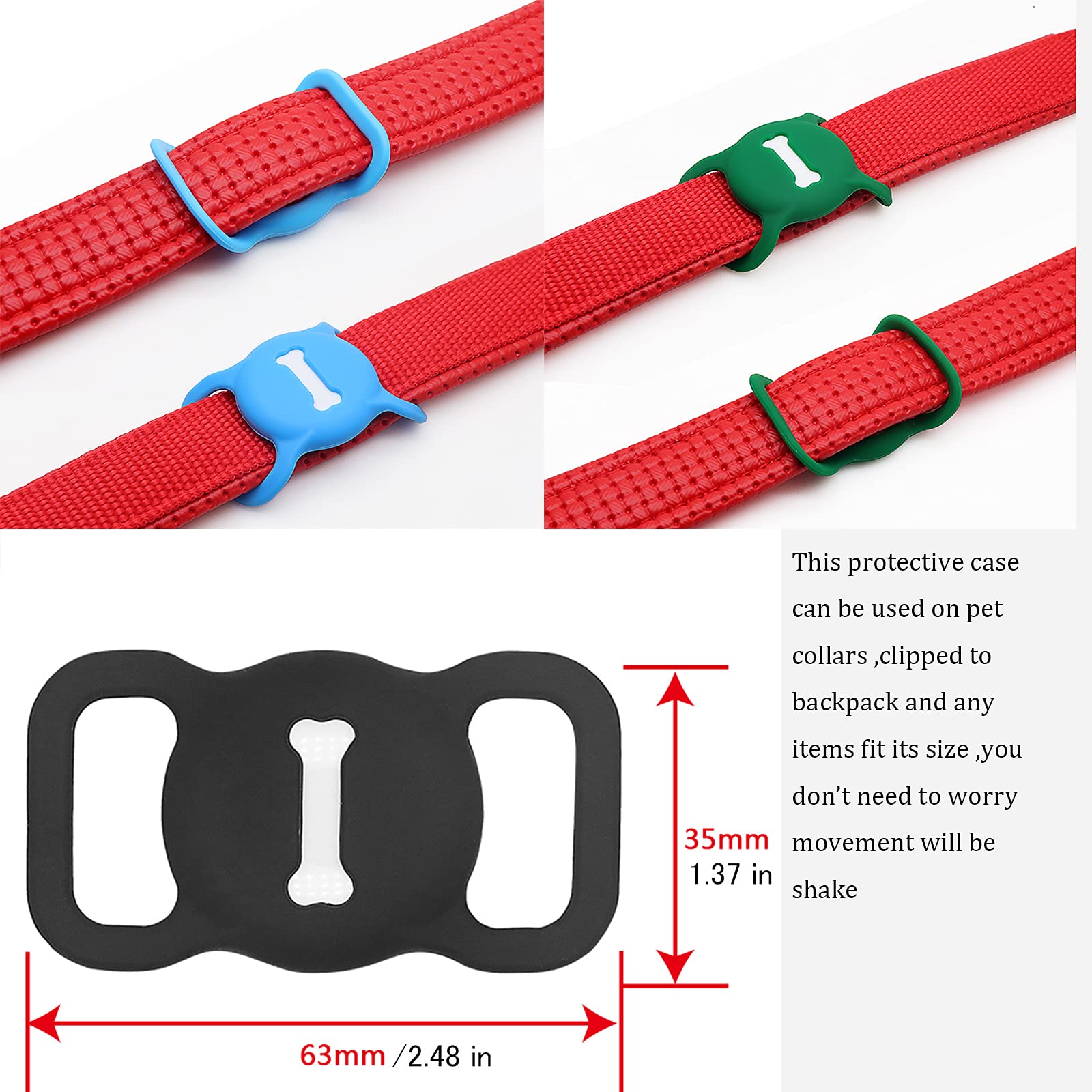 Dog Collar With Id Holder,Air Tag Holder Fixed At Dog Collar Silicone Case Cover For Pet Cat For Apple Finder Location Tracker,B