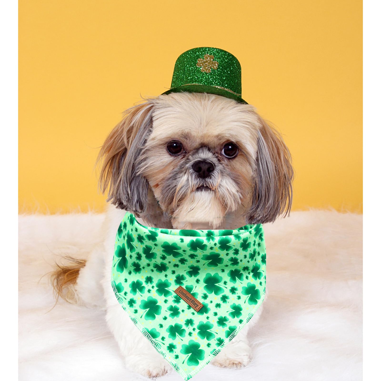Lionheart Glory St. Patrick'S 1-Pack Washable Soft Dog Scarf, Square Adjustable Bandanas For Small Dogs And Cats