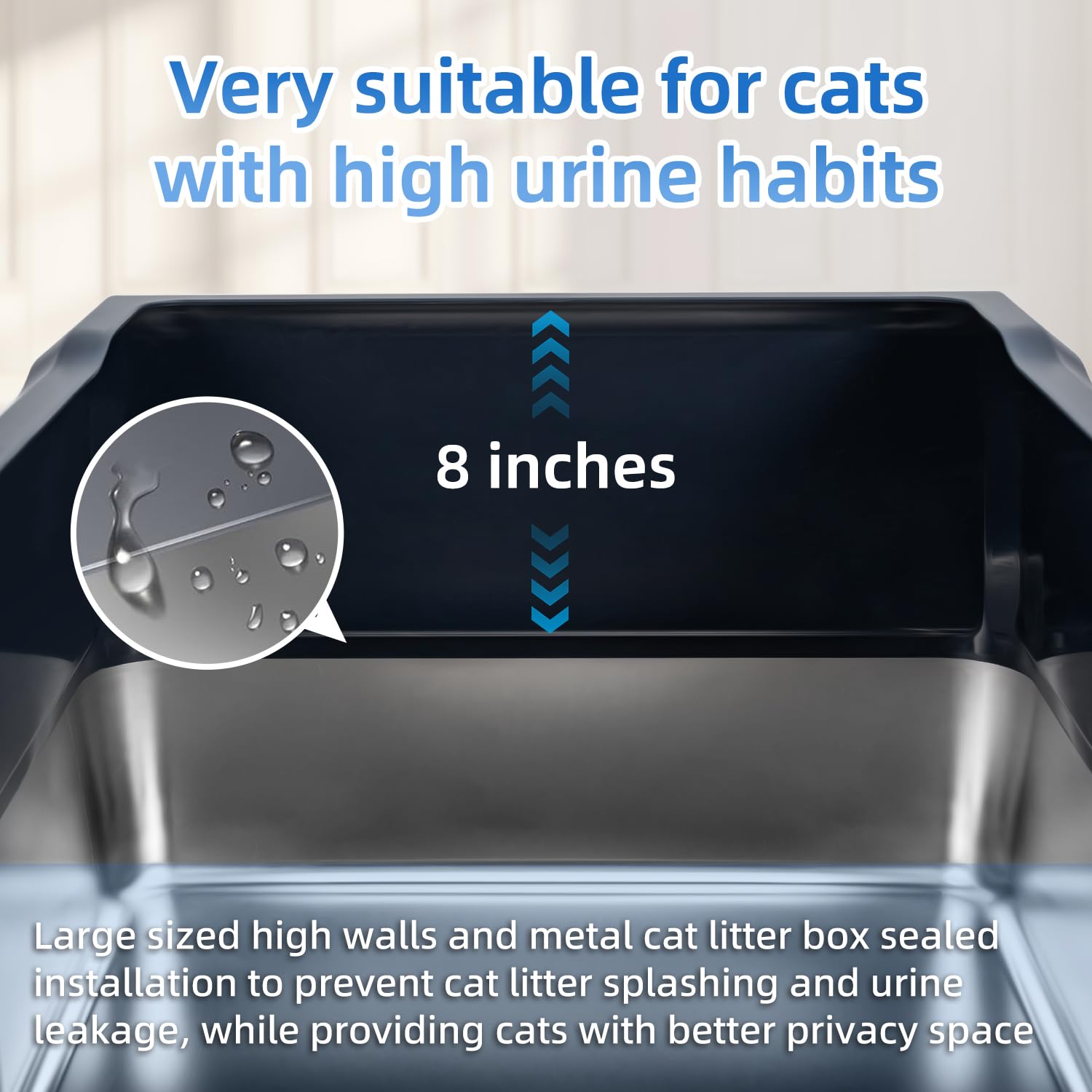 KMNSUN XXX-Large Stainless Steel Litter Box, 28 L x 20 W, Navy Blue, Anti-Leakage, Easy to Clean, Ideal for Large & Multiple Cats