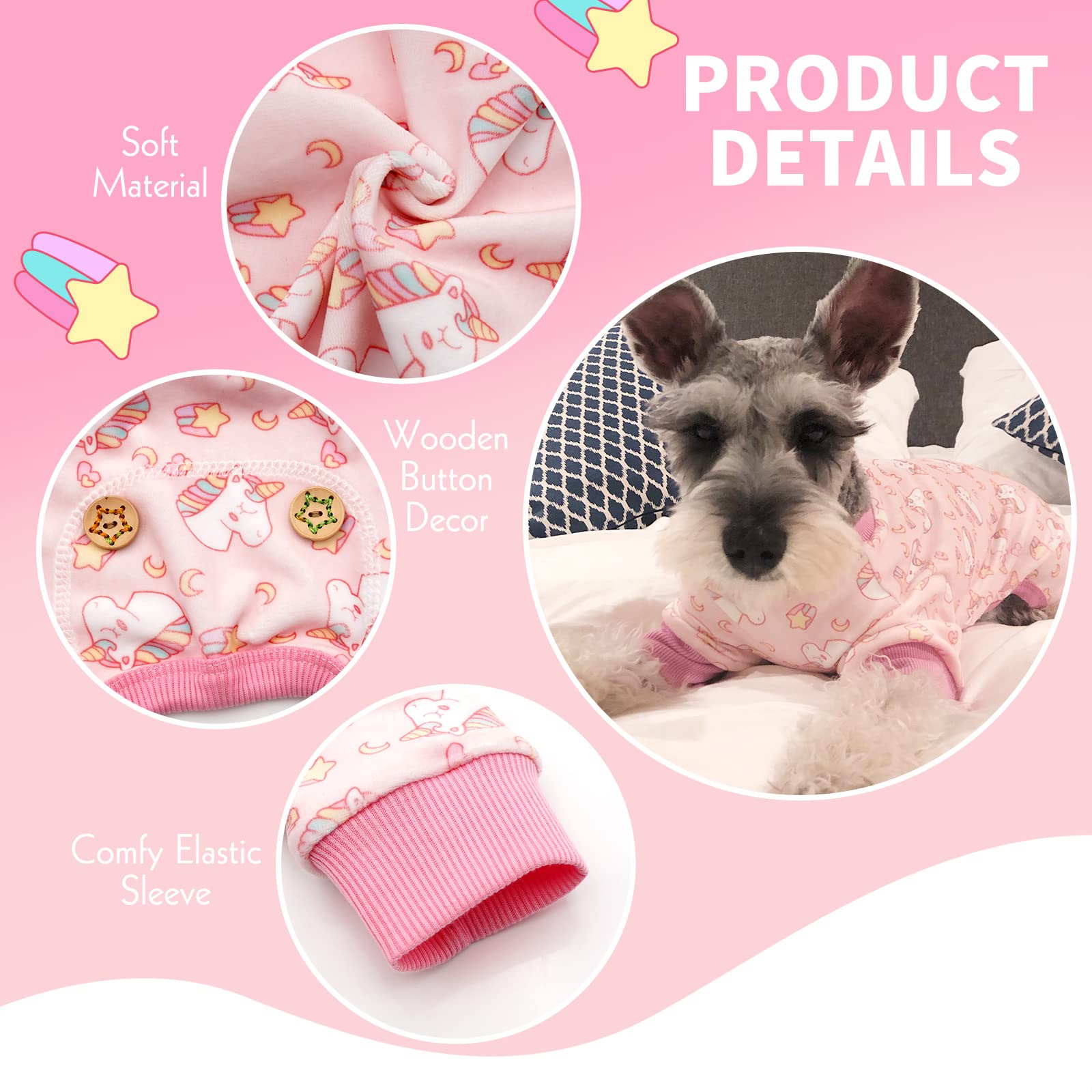 Kyeese Dog Pajamas Unicorn For Small Dogs Soft Material Stretchable Dog Jammies Cat Pajama For Fall Winter