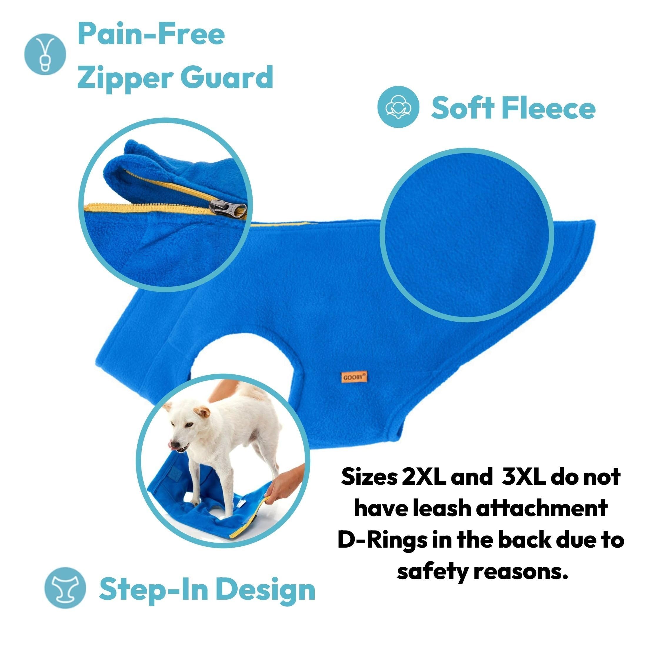 Gooby Zip Up Fleece Dog Sweater - Turquoise Wash, 2X-Large - Warm Pullover Fleece Step-In Dog Jacket Without Ring Leash - Winter Small Dog Sweater - Dog Clothes For Small Dogs Boy And Medium Dogs